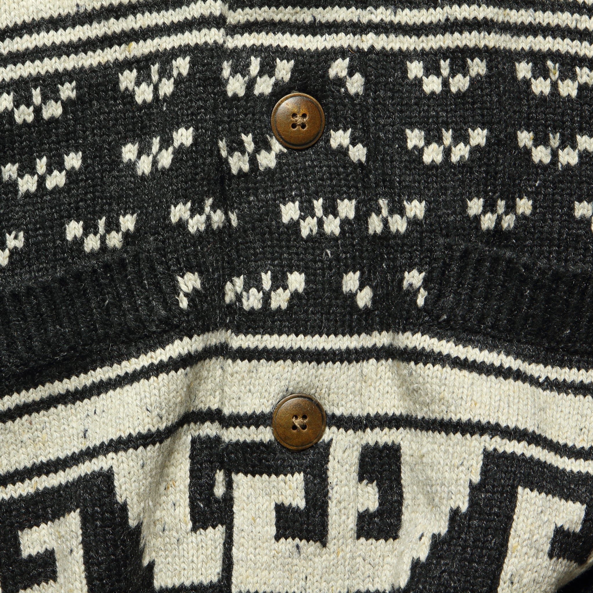 Eagle Intarsia Cardigan - Black/Natural - Image 3