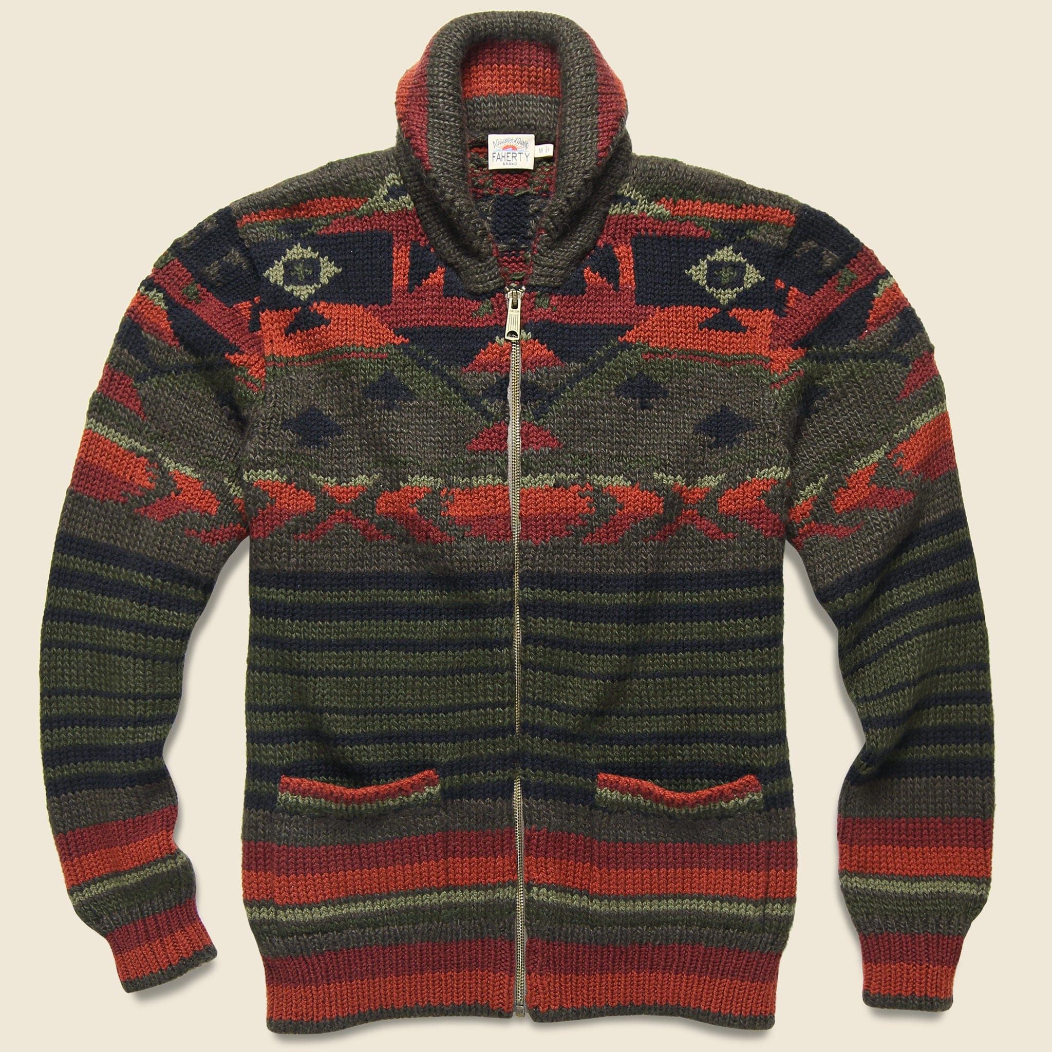 Winter Woods Cardigan - Green/Brown/Orange