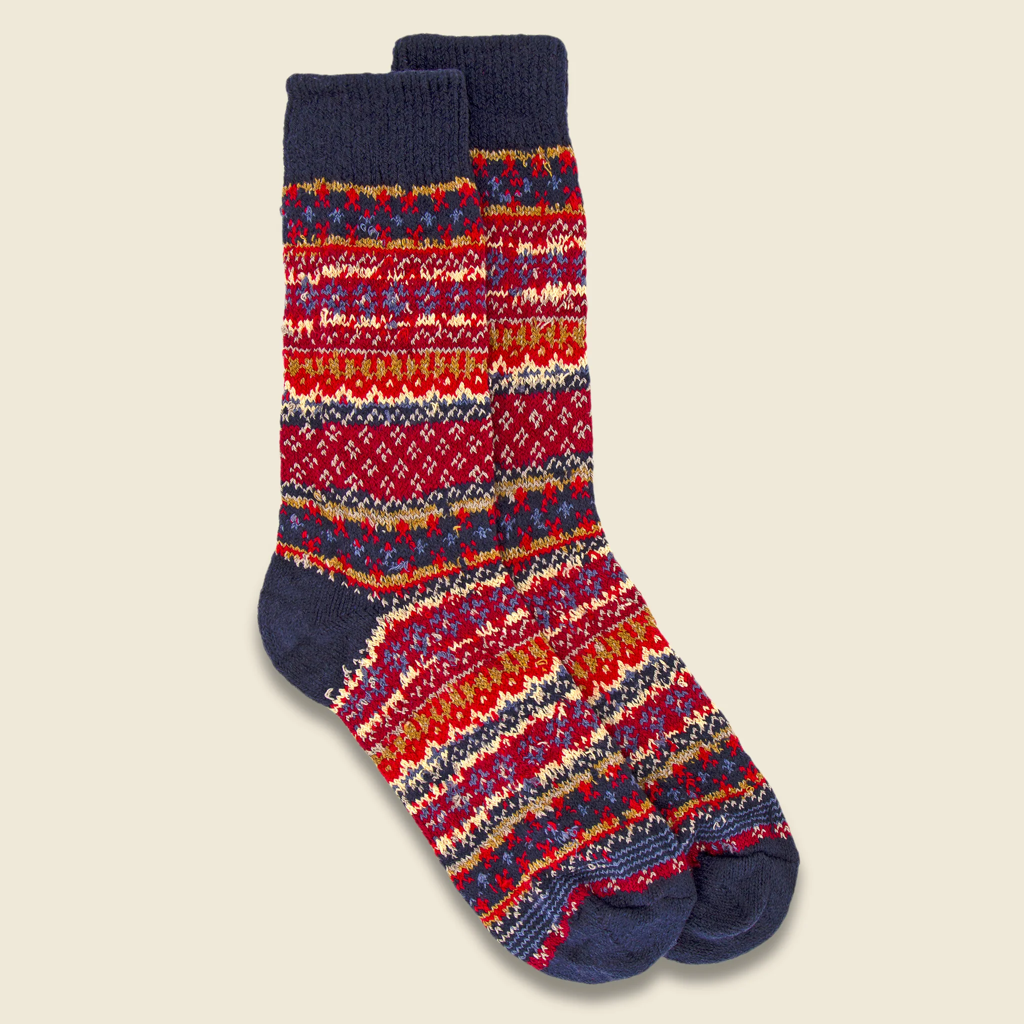 Fair Isle Crew Sock - Navy/Multi
