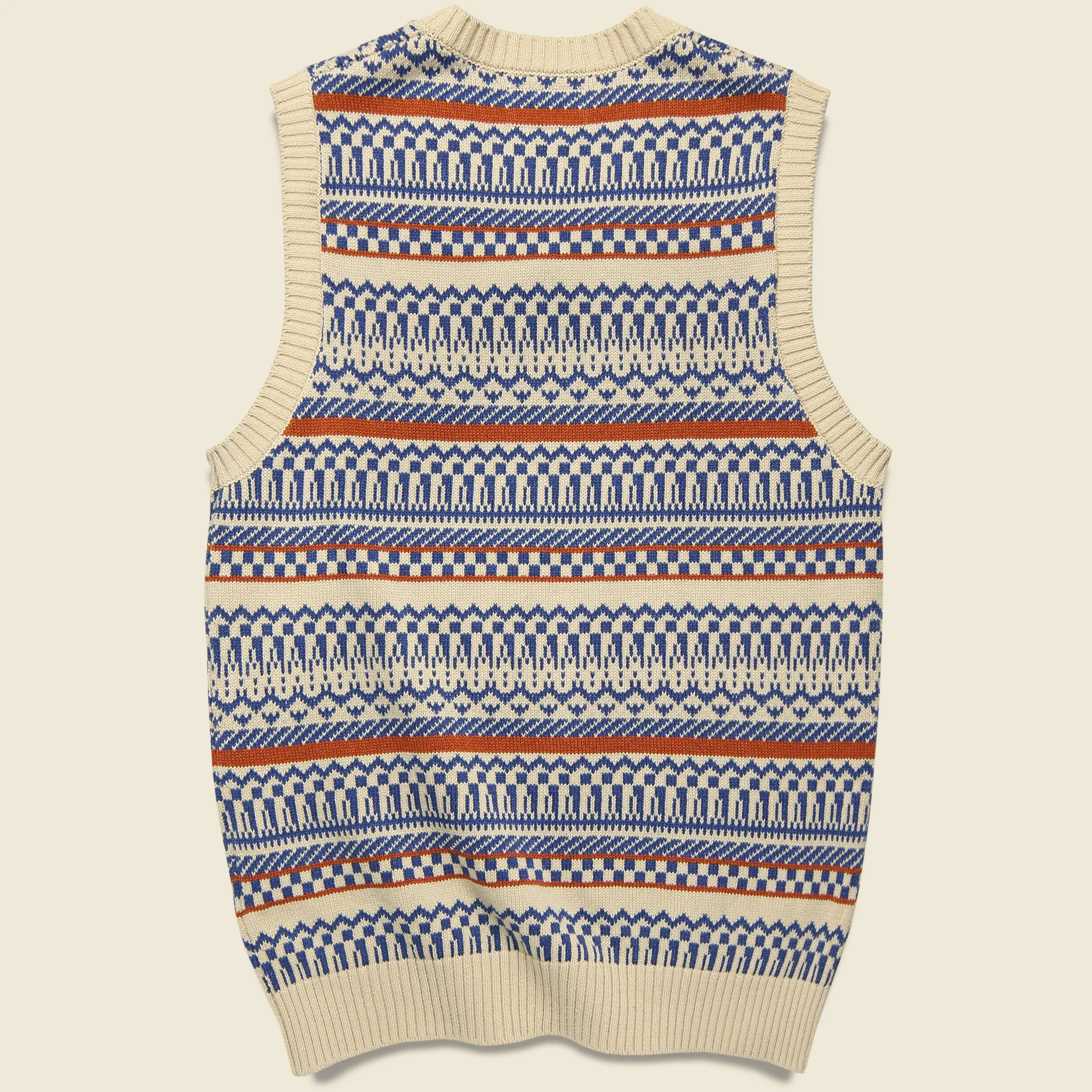 Fair Isle Knit Vest - Natural/Sax/Orange - Image 2
