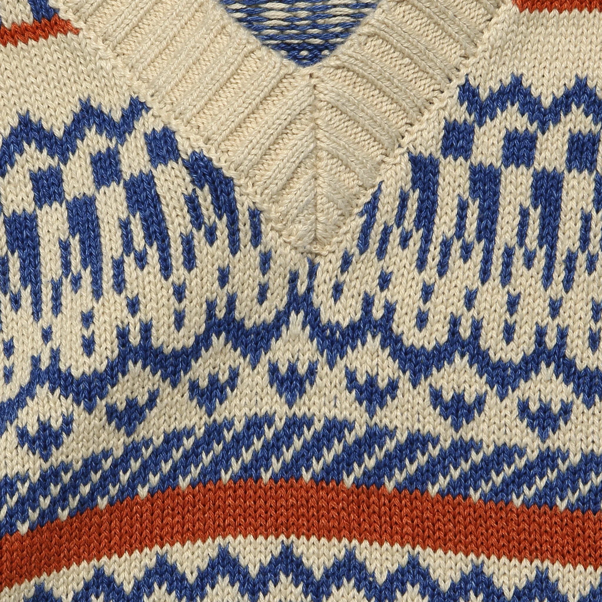 Fair Isle Knit Vest - Natural/Sax/Orange - Image 3