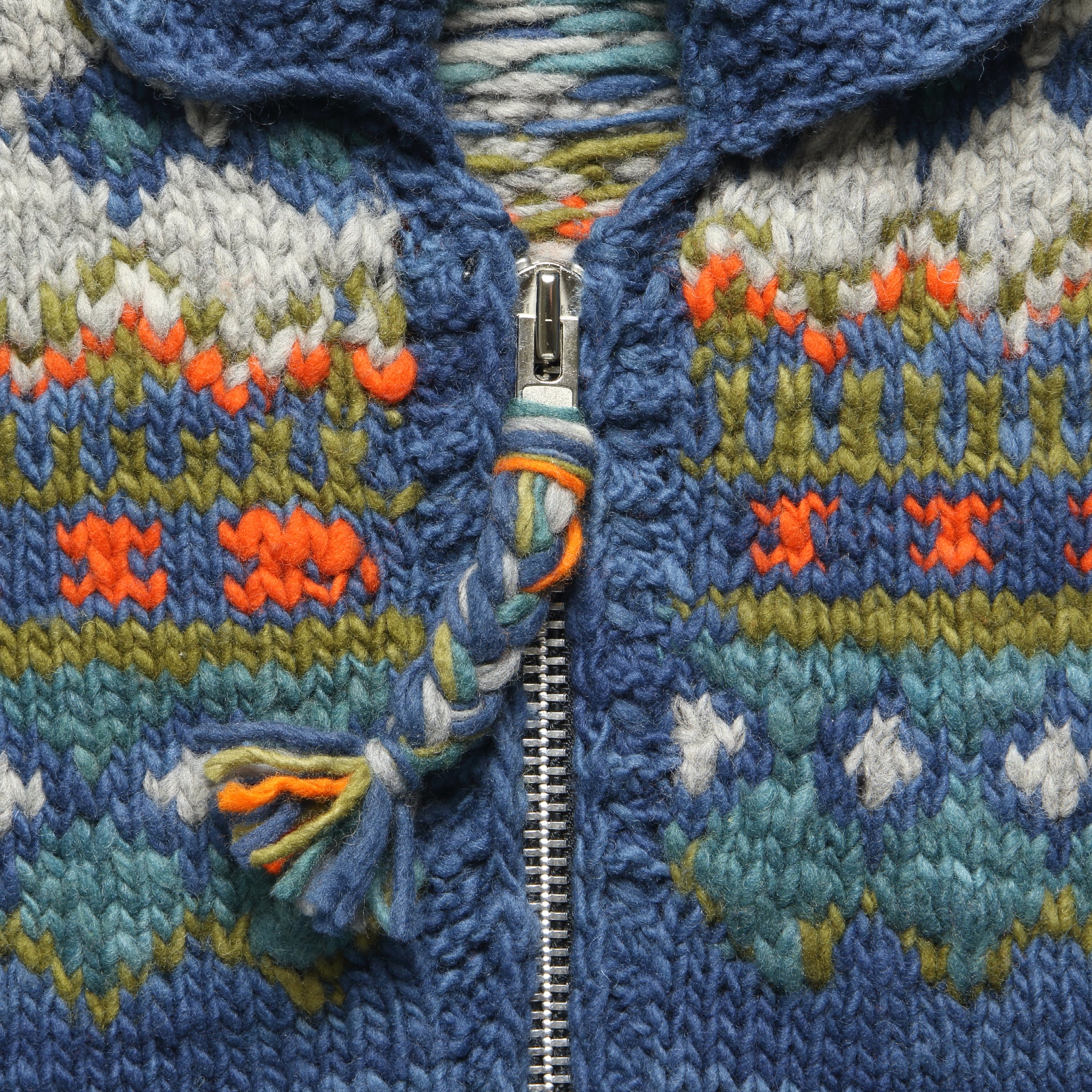Fair Isle Zipper Cardigan - Dark Real Indigo #3 - Image 3