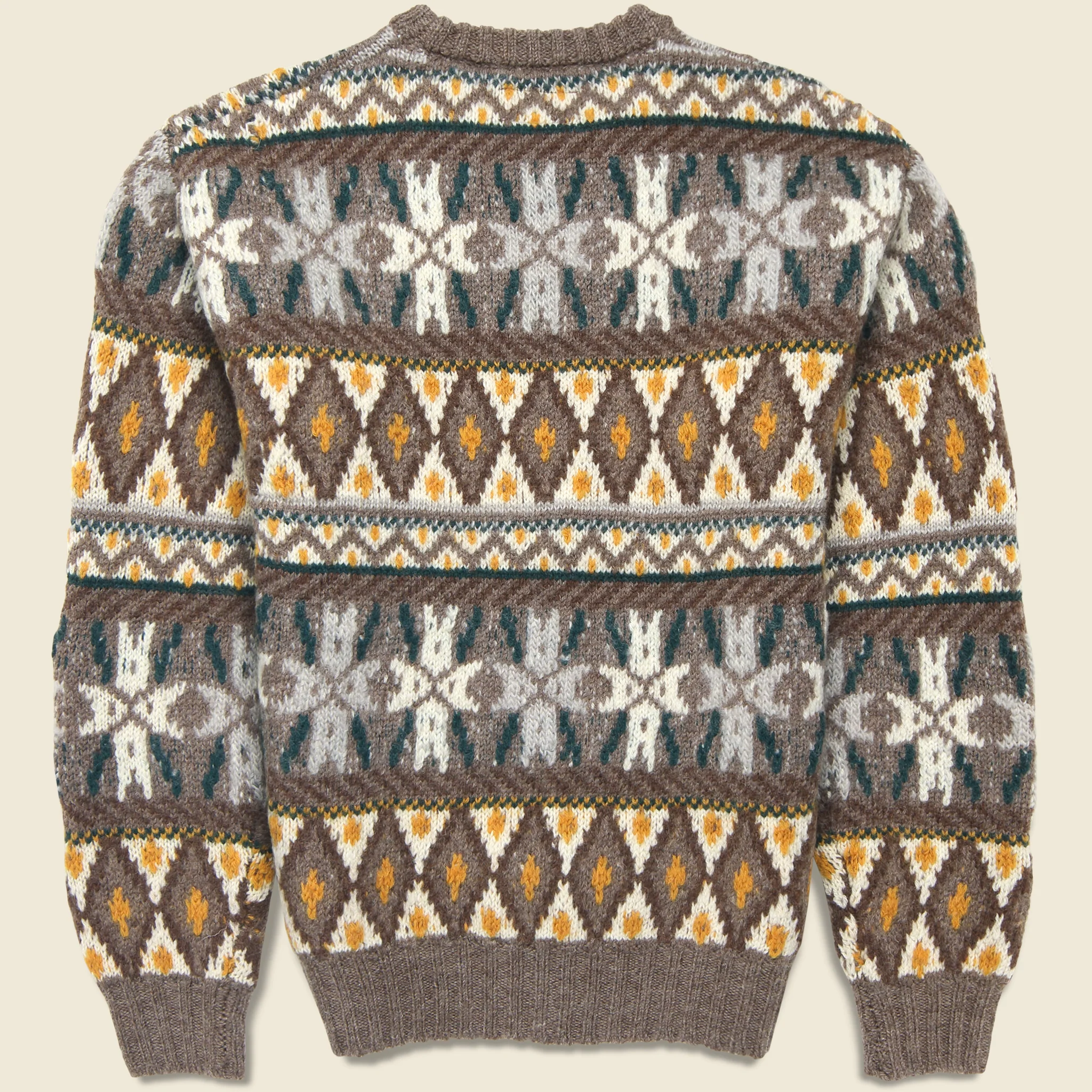 Fair Isle Crew Sweater - Brown - Image 2