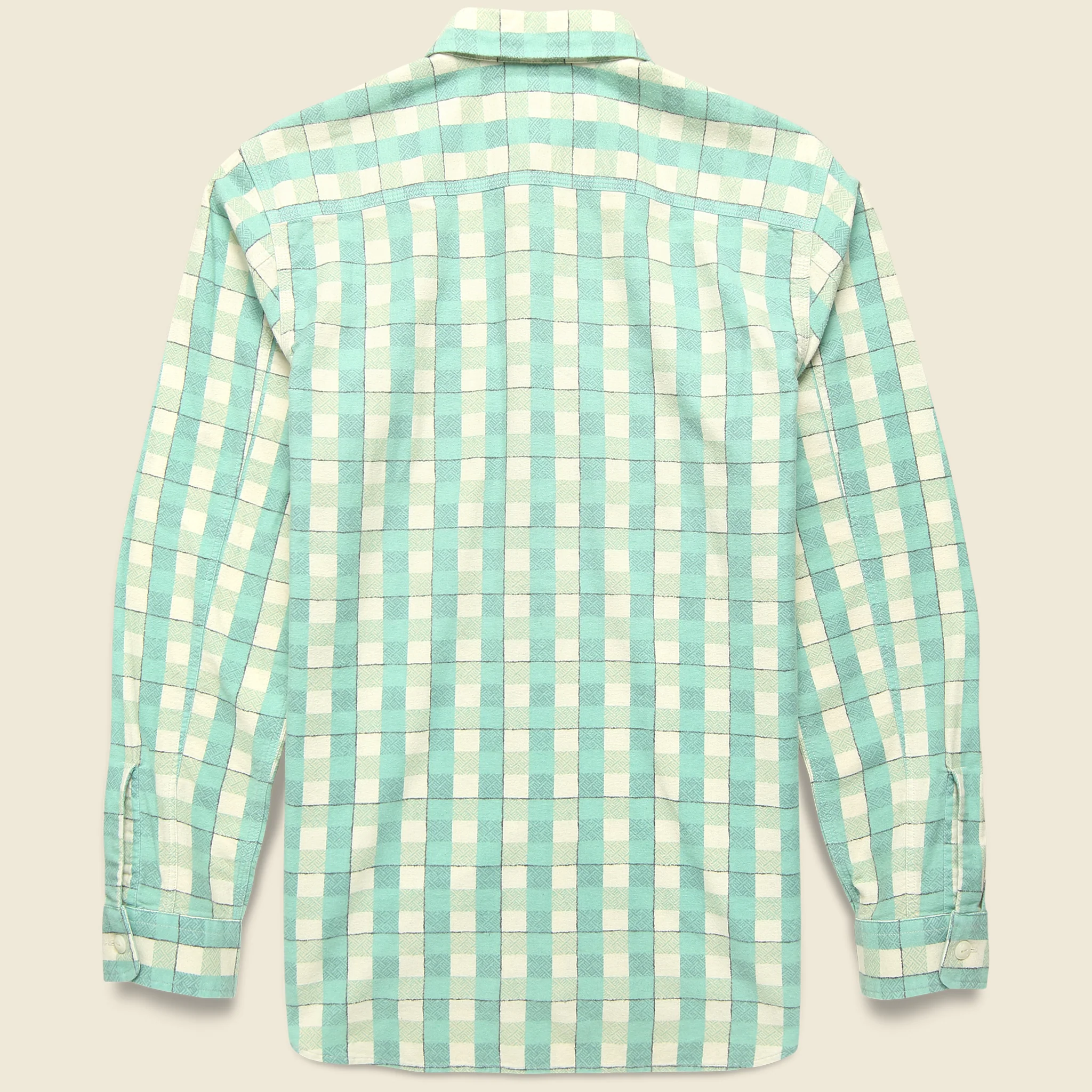 Farrell Flannel Workshirt - Green/Cream - Image 2