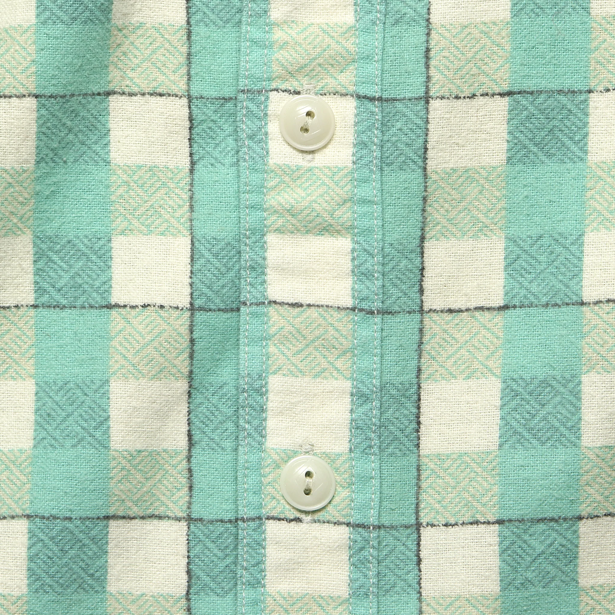 Farrell Flannel Workshirt - Green/Cream - Image 3