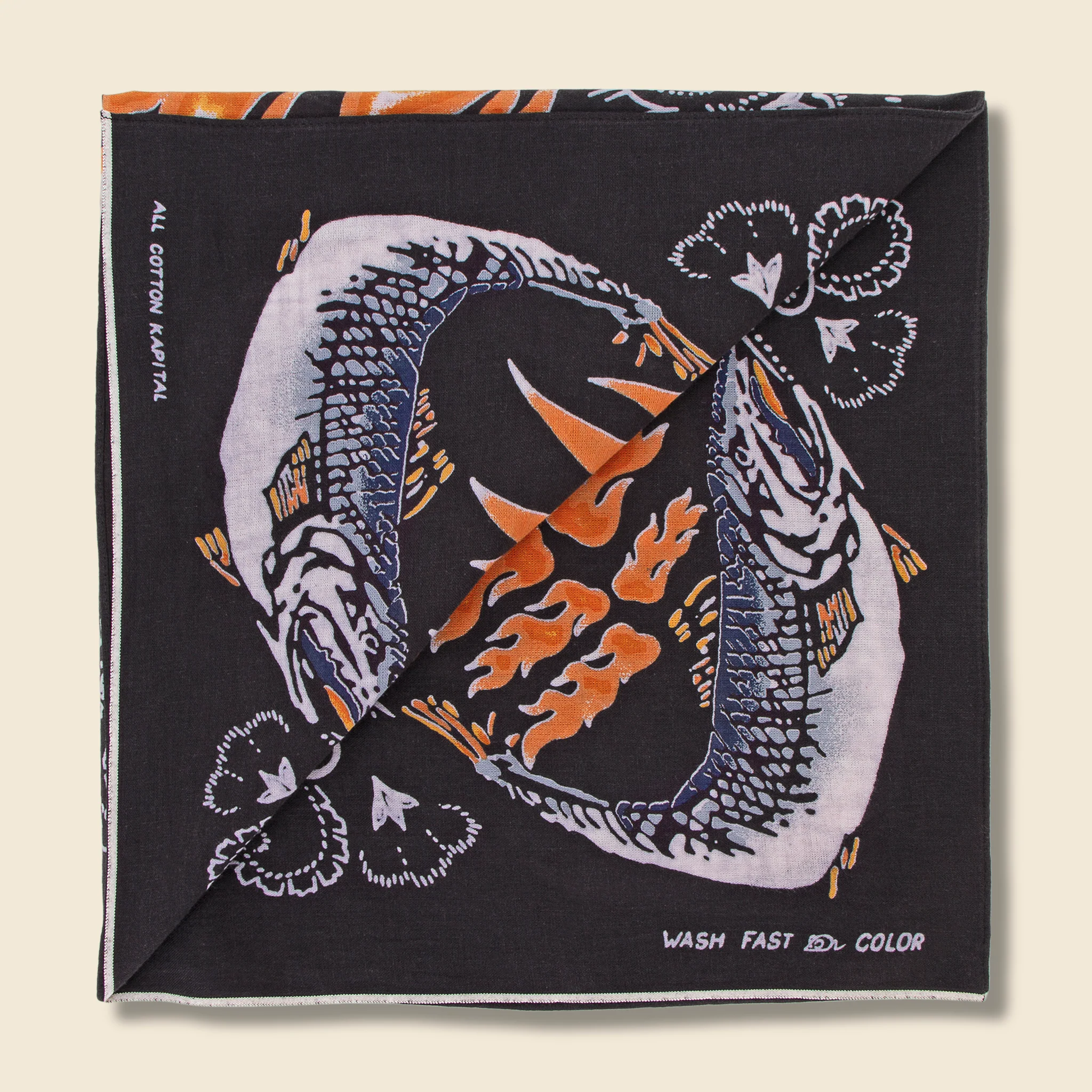 Fastcolor Selvedge Bandana (FIRE SALMON) - Black - Image 2