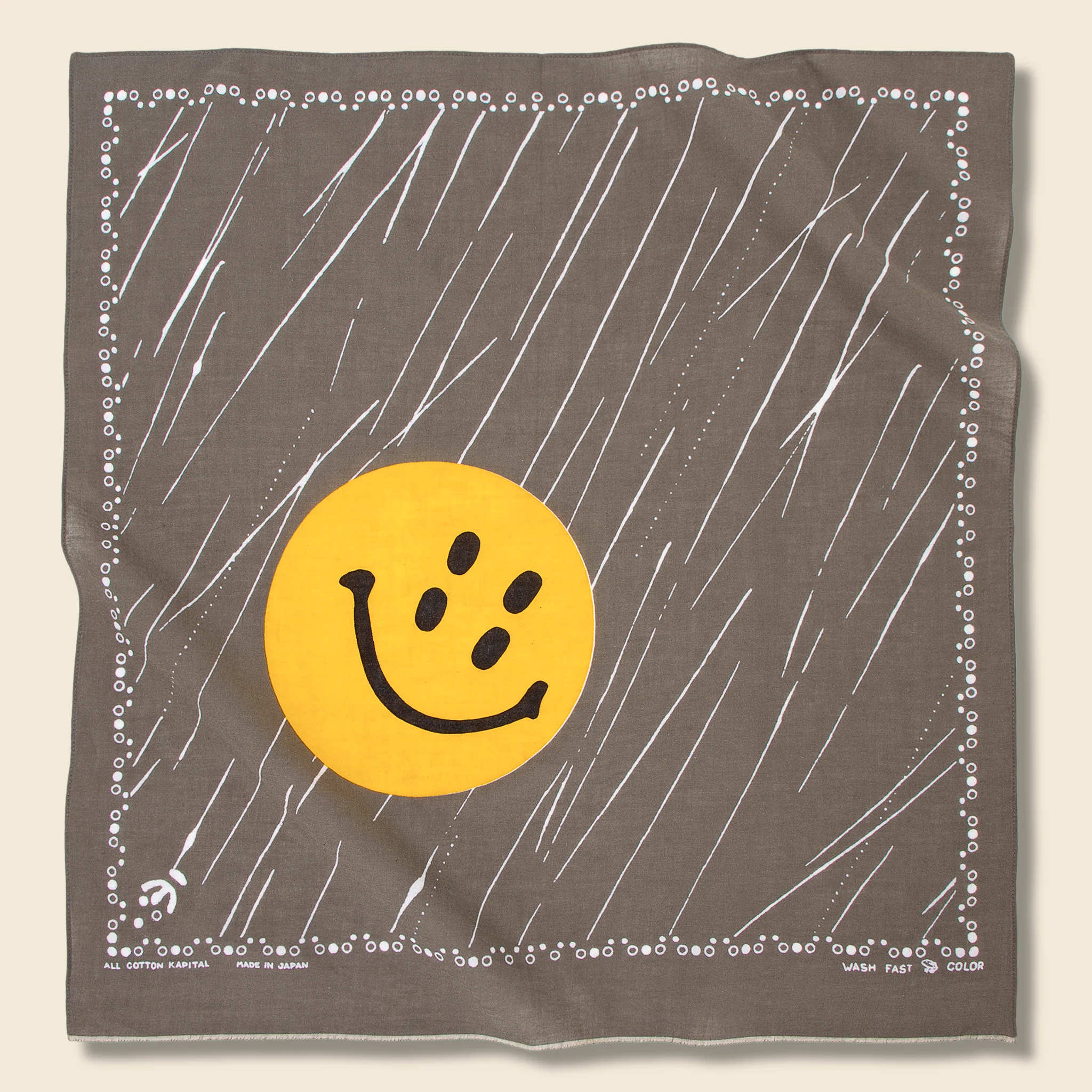 Fastcolor Selvedge Bandana (Rain Smile) - Khaki