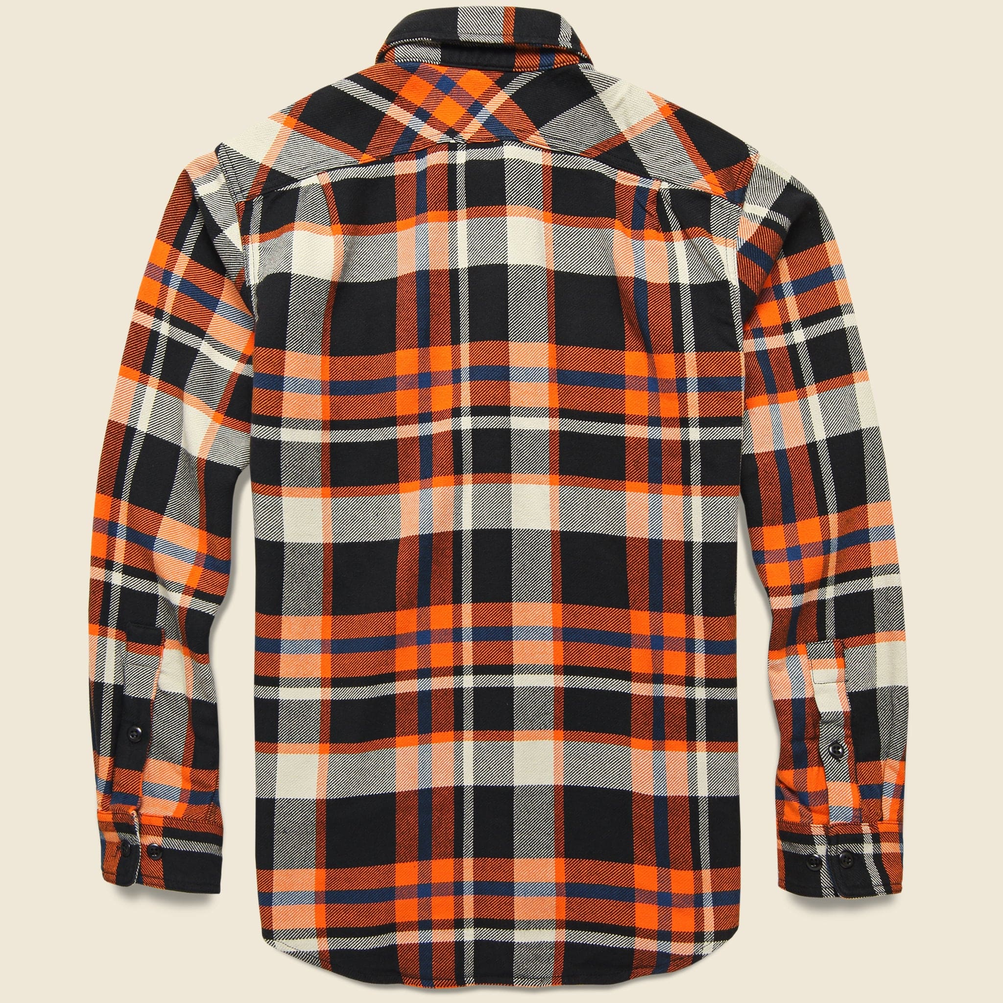 Vintage Flannel Workshirt - Orange/Black - Image 2