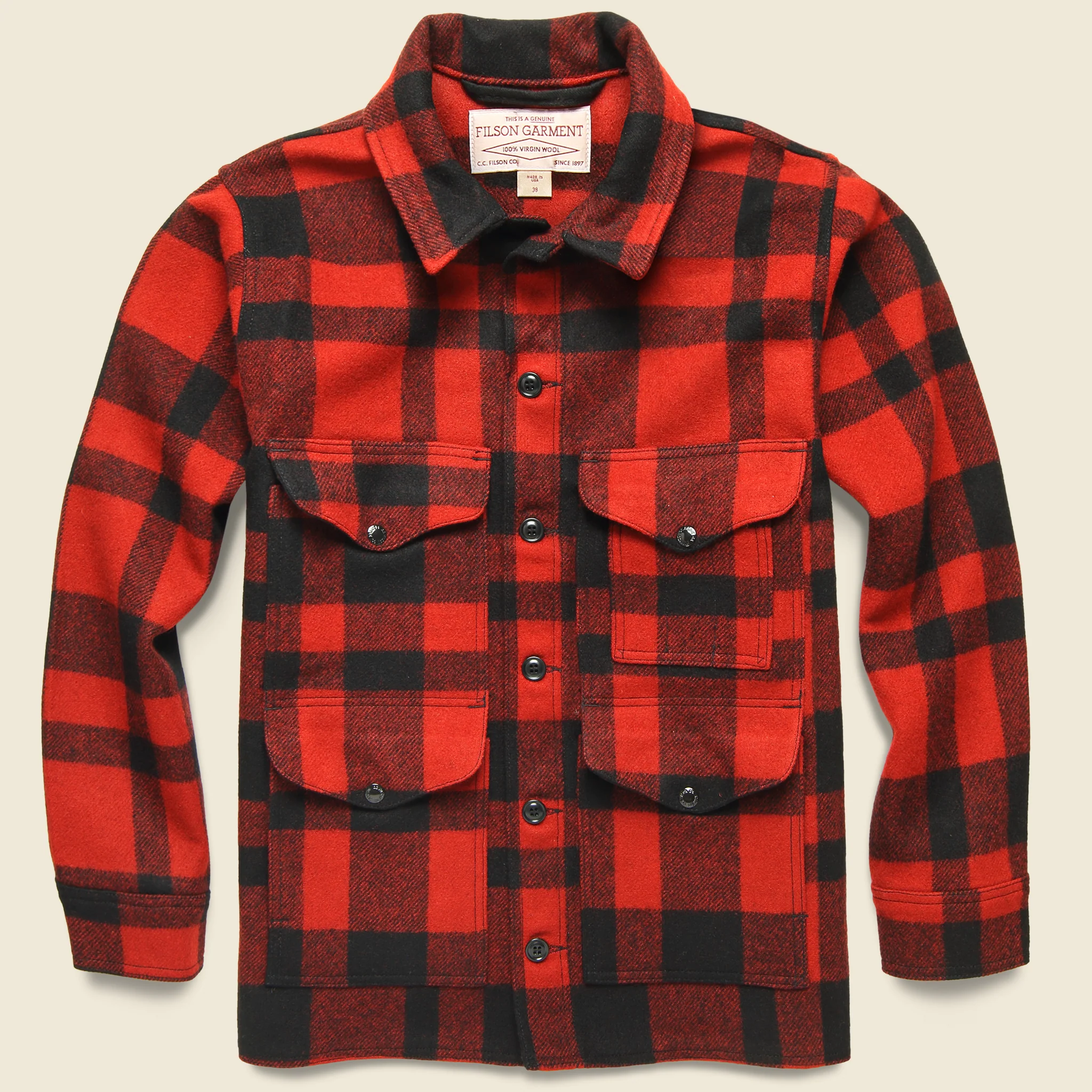 Mackinaw Wool Cruiser Jacket - Red/Black