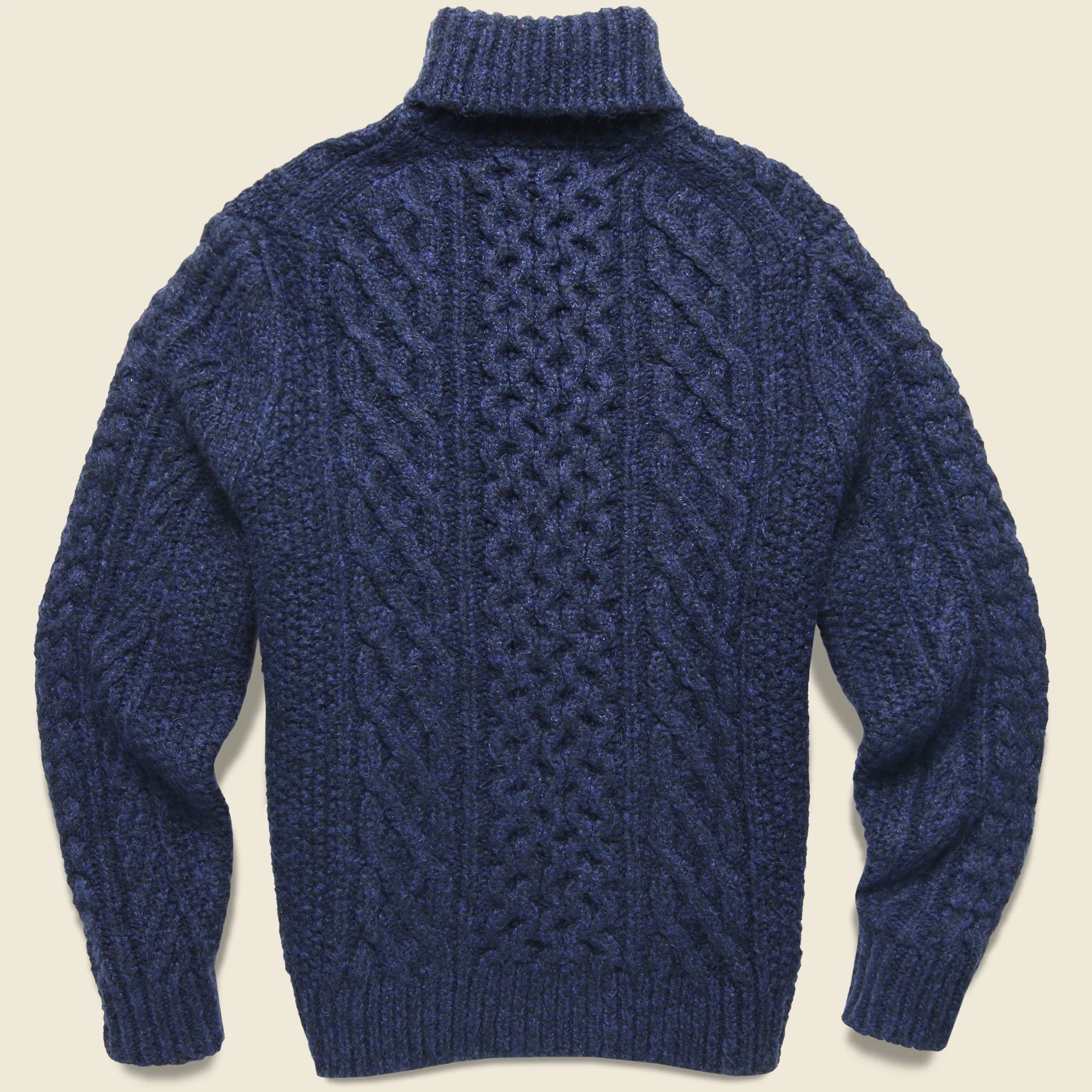 Fisherman Cable Turtleneck - Navy - Image 2