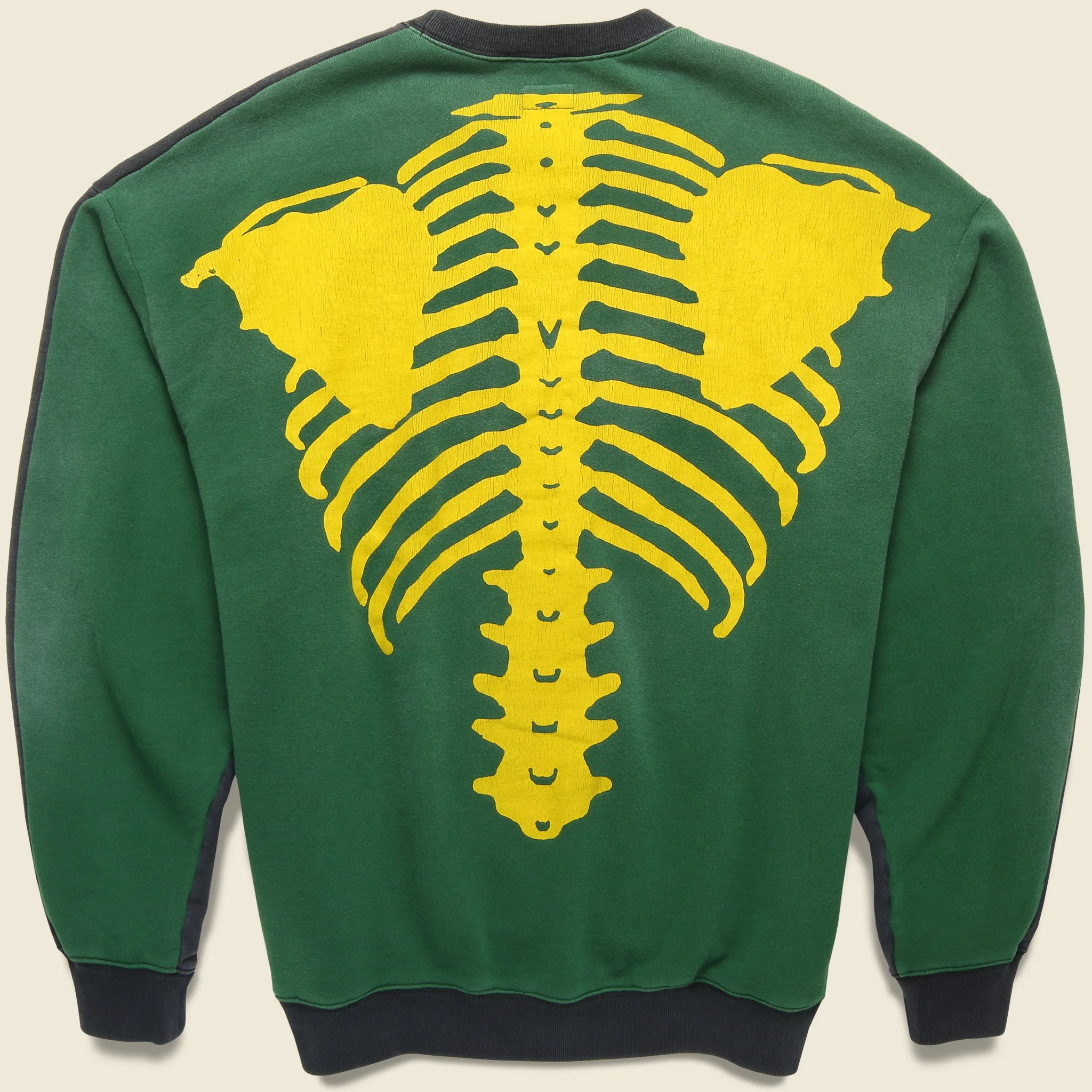 Fleece Knit 2Tones Big Sweatshirt BONE - Black/Green - Image 3