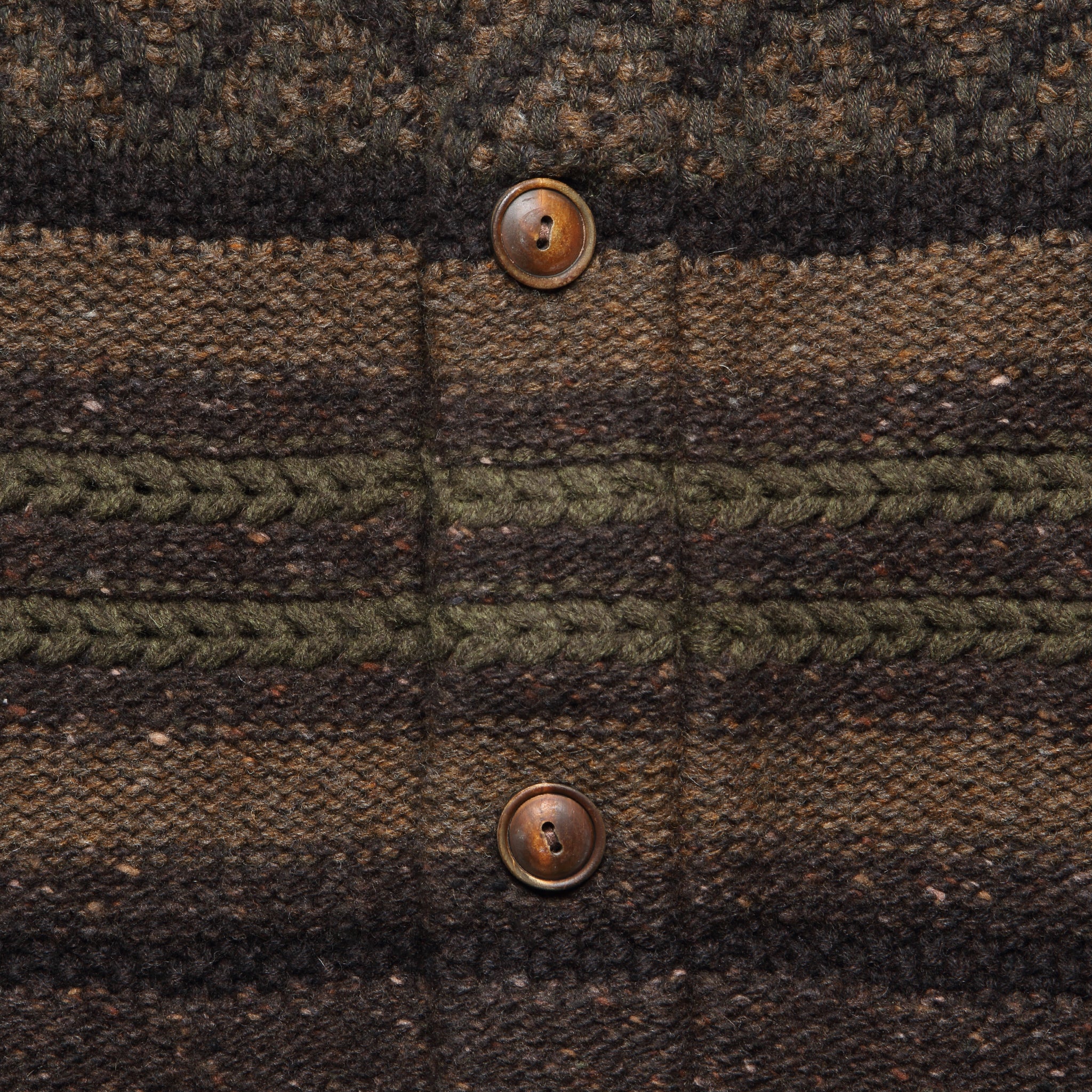 Float Jacquard Shawl Cardigan - Brown Olive - Image 3