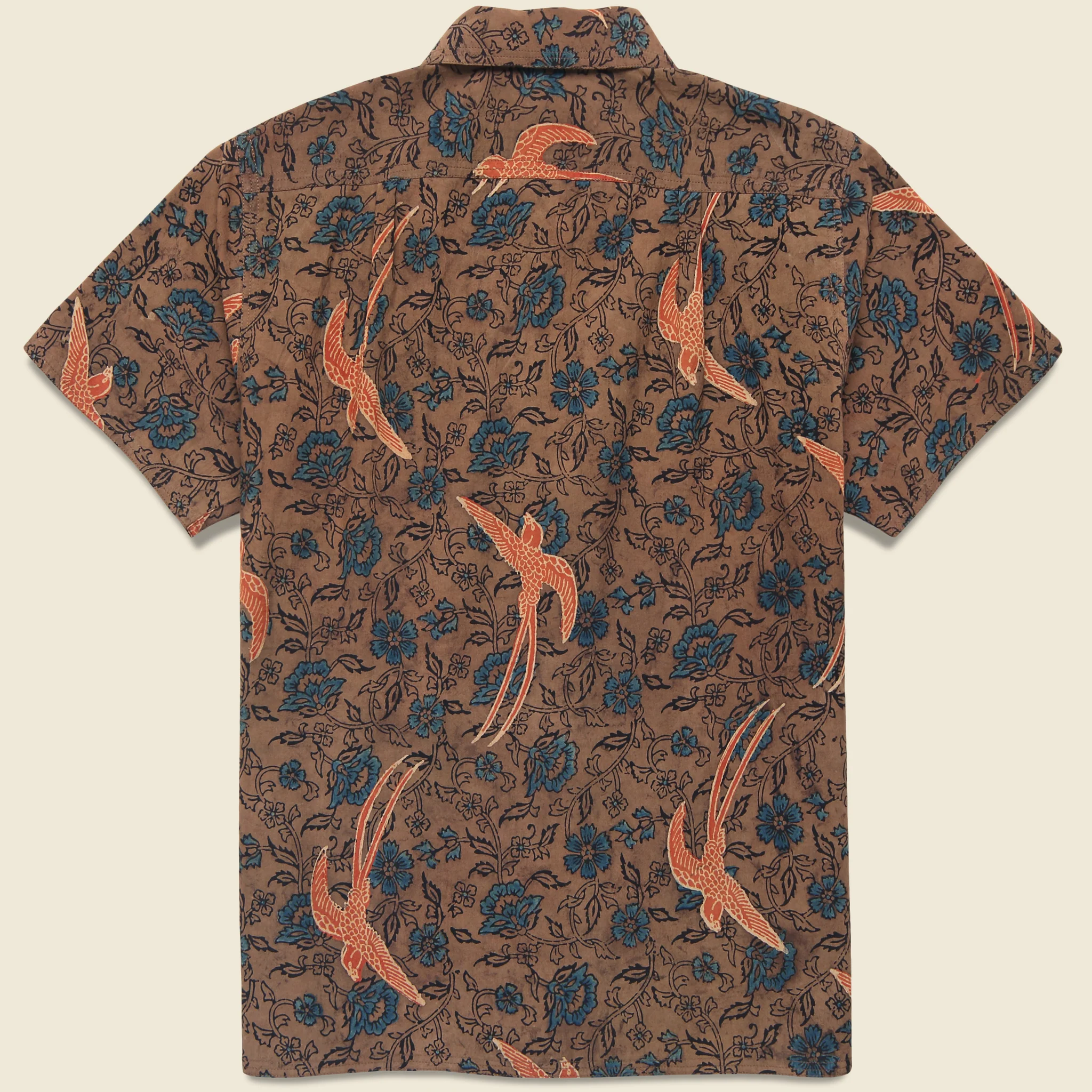 Floral Bird Print Shirt - Brown - Image 2