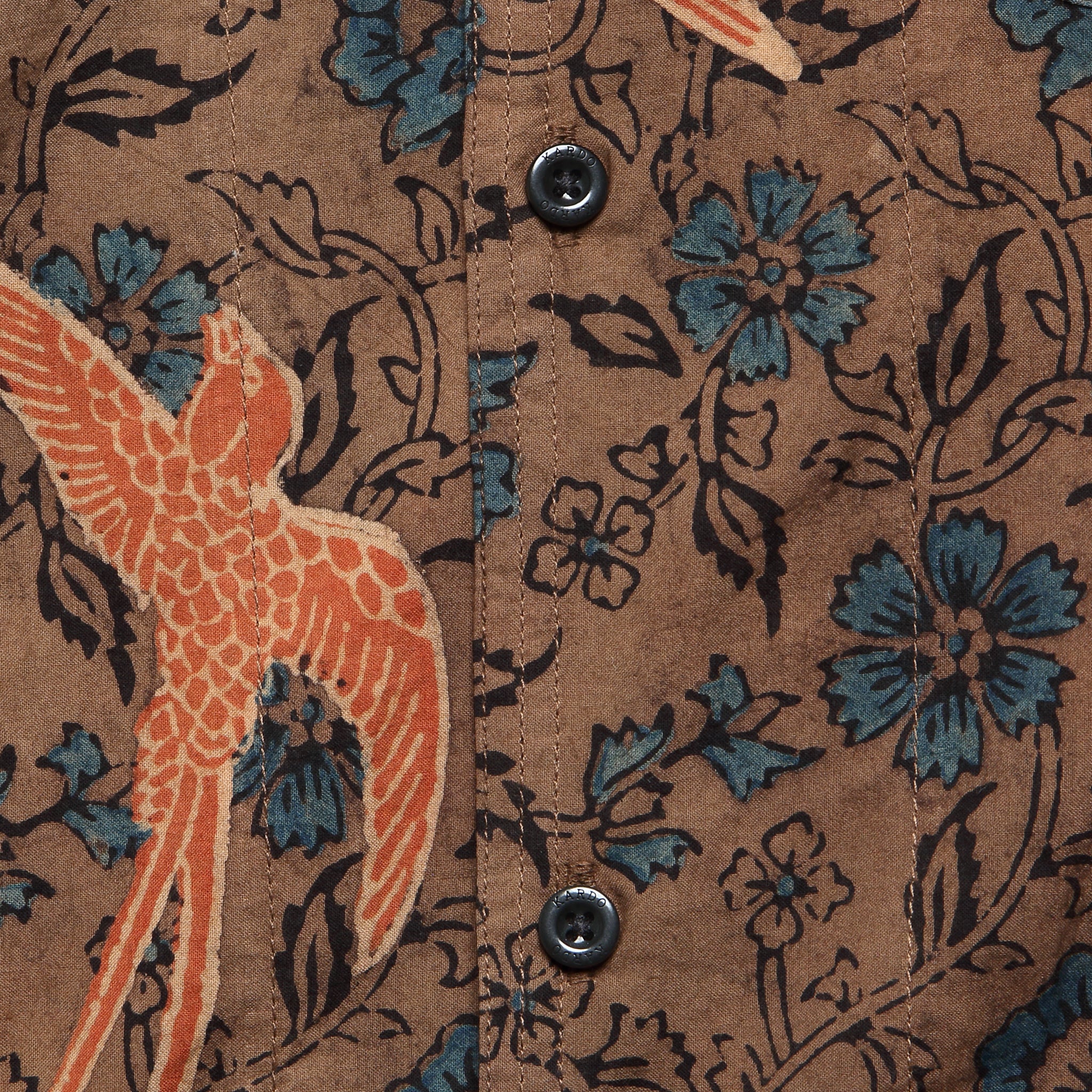 Floral Bird Print Shirt - Brown - Image 3