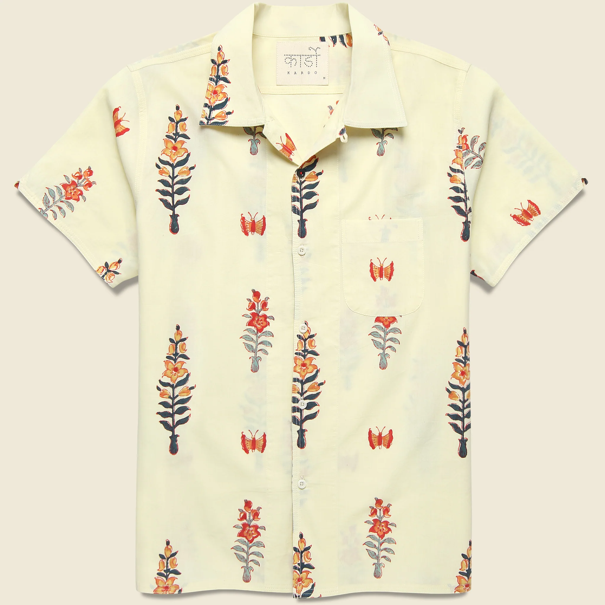 Floral Block Print Shirt - Cream