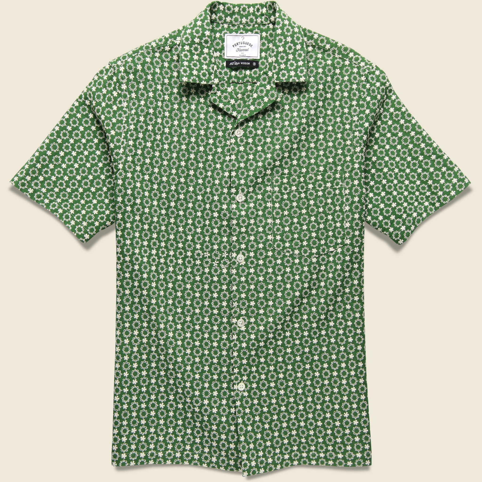 Folklore 3 Embroidered Camp Shirt - Green