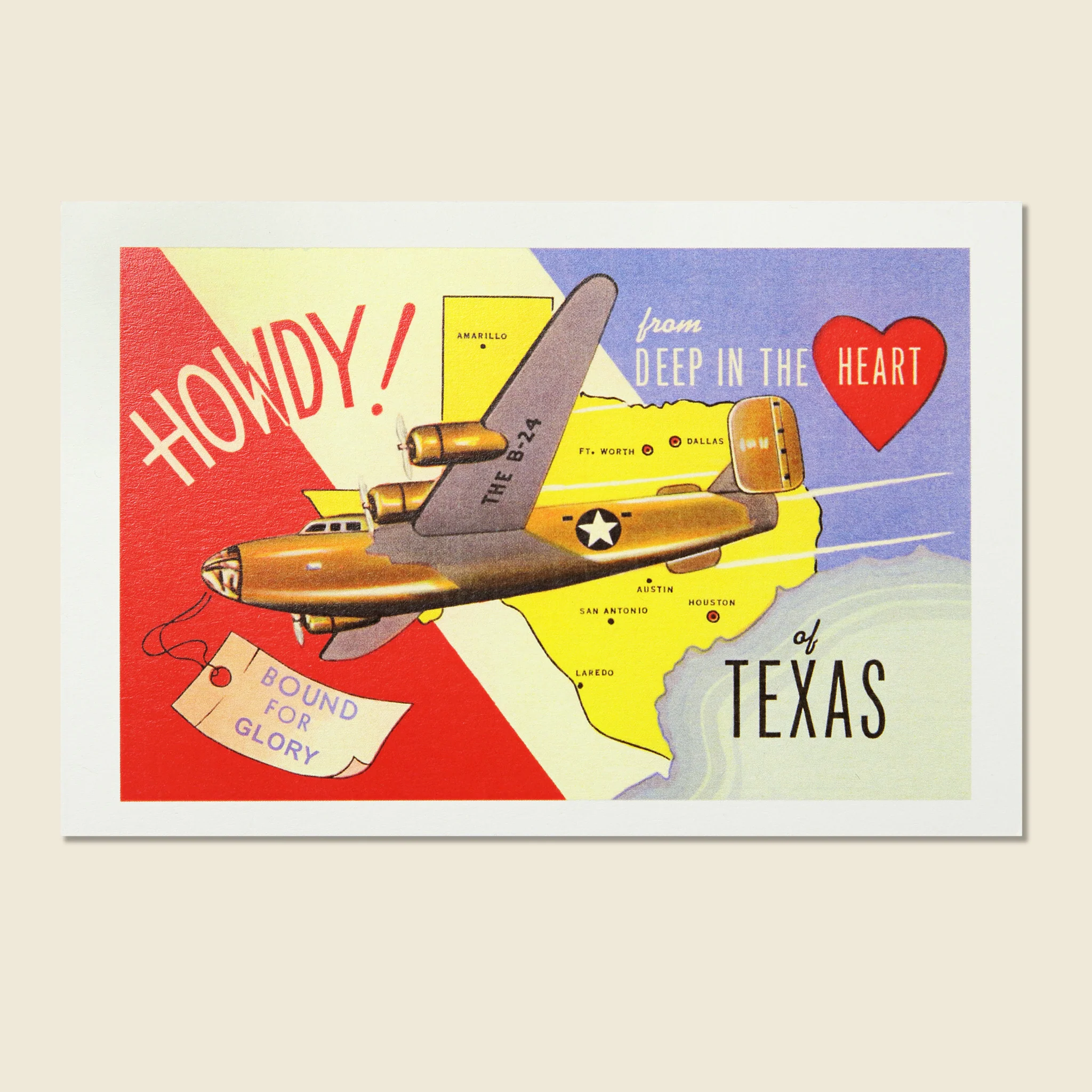Howdy Texas Airplane Postcard