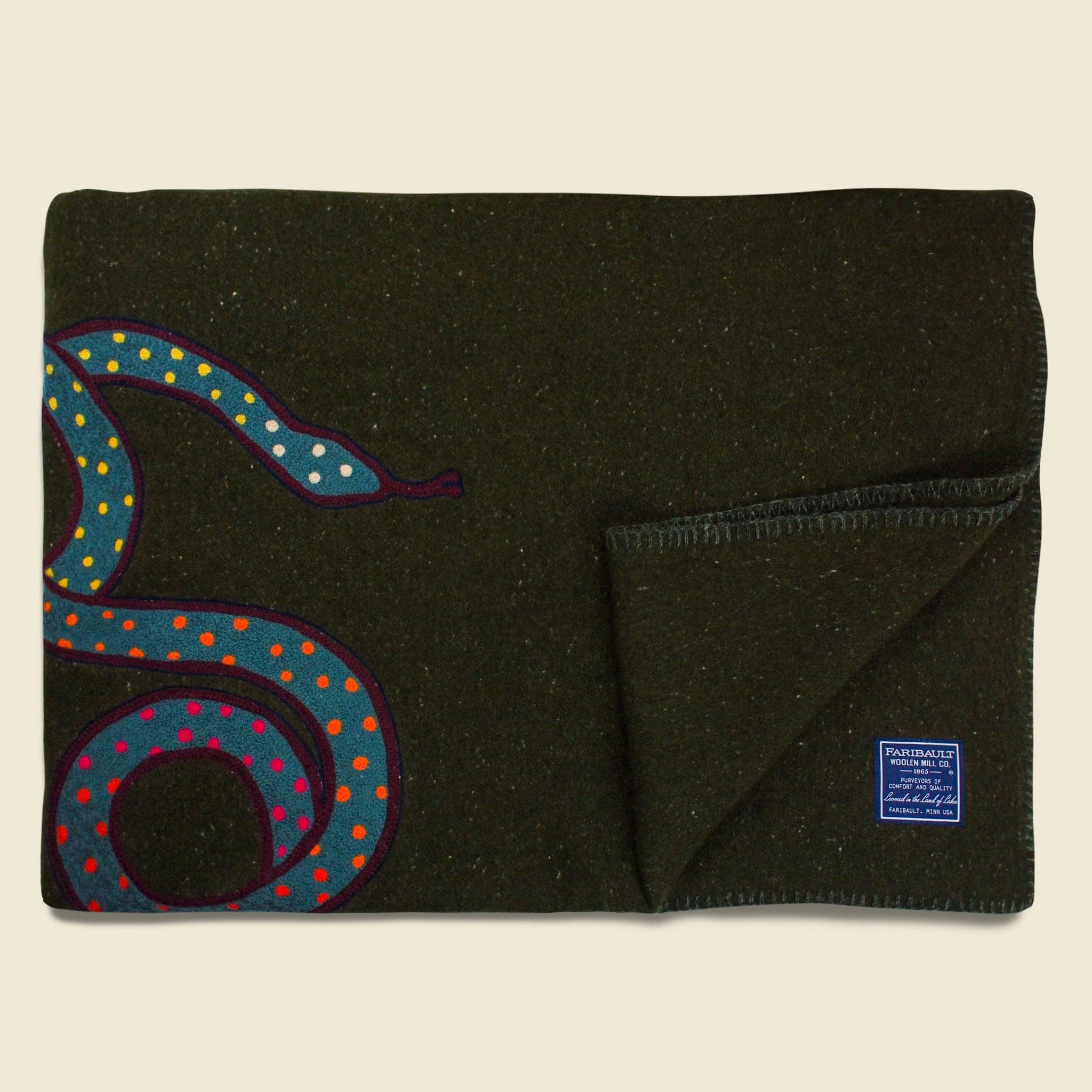 Wool Utility Blanket - United Snakes, Olive - Image 2