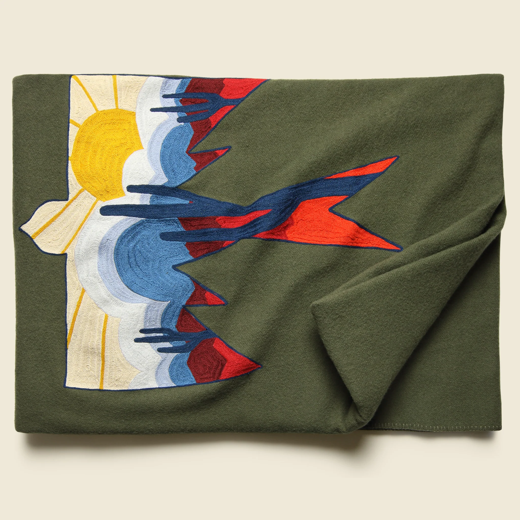 Desert Thunderbird Large Wool Blanket - Olive - Image 3