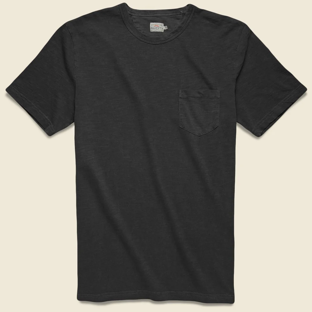 Garment Dyed Pocket Tee - Washed Black