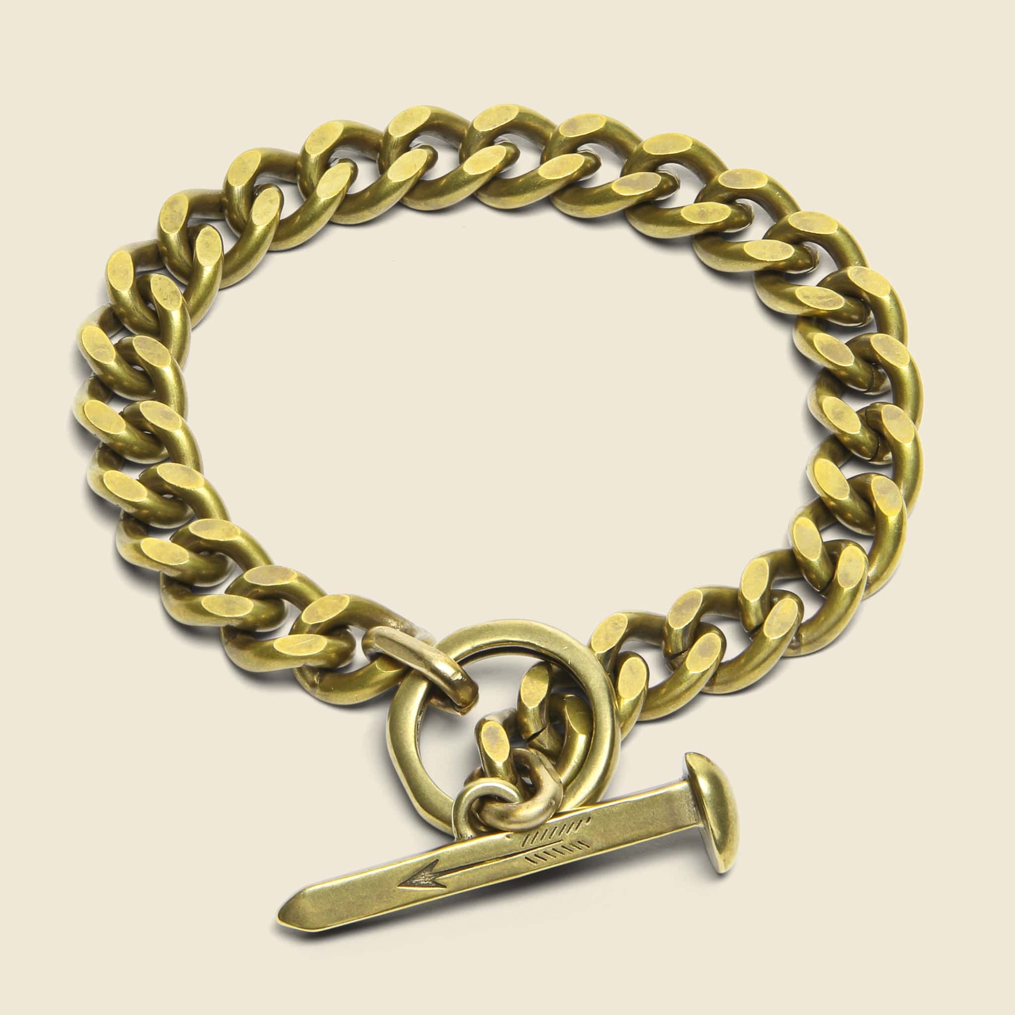 Spike Toggle Chain Bracelet - Brass