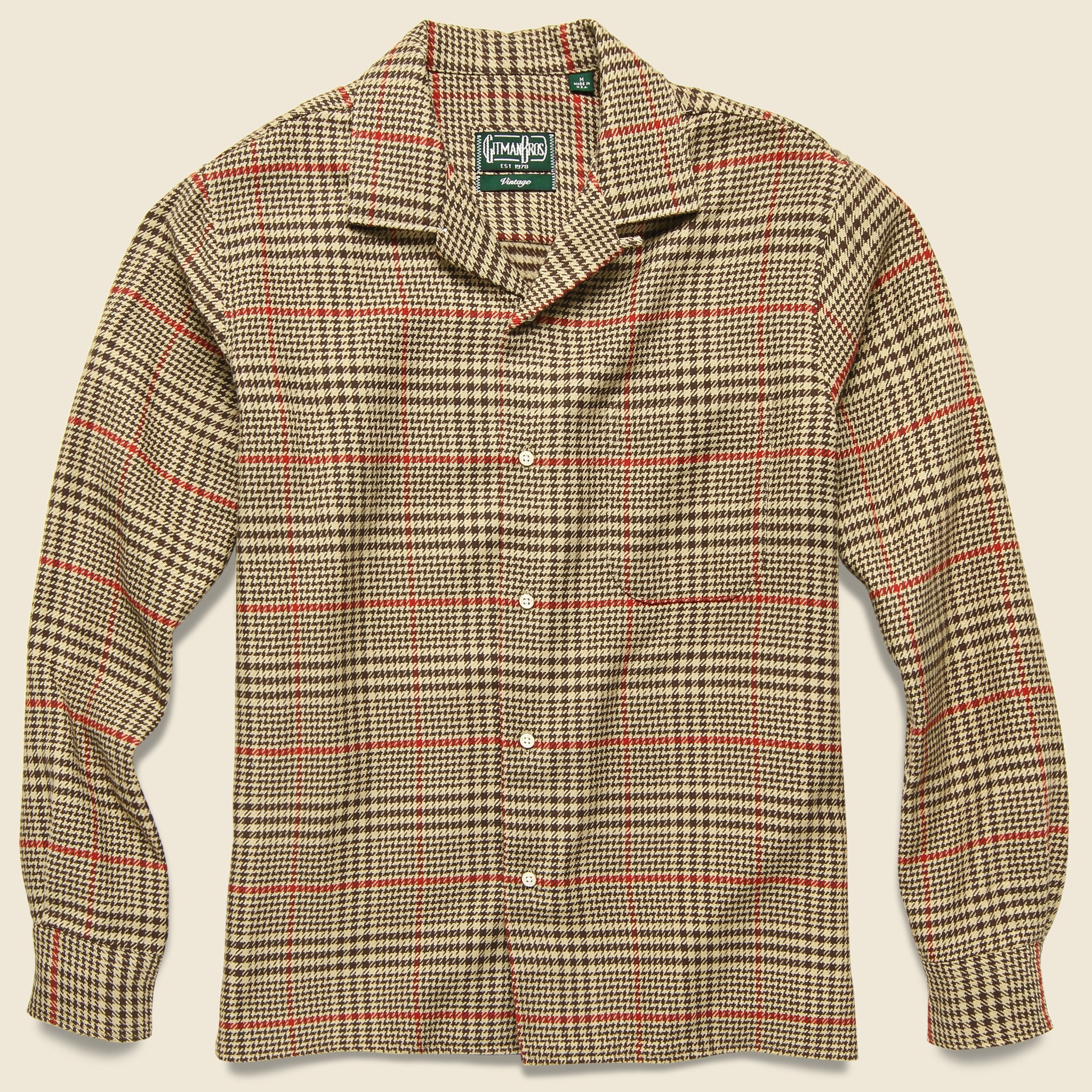 Houndstooth Tweed Shirt - Brown/Red