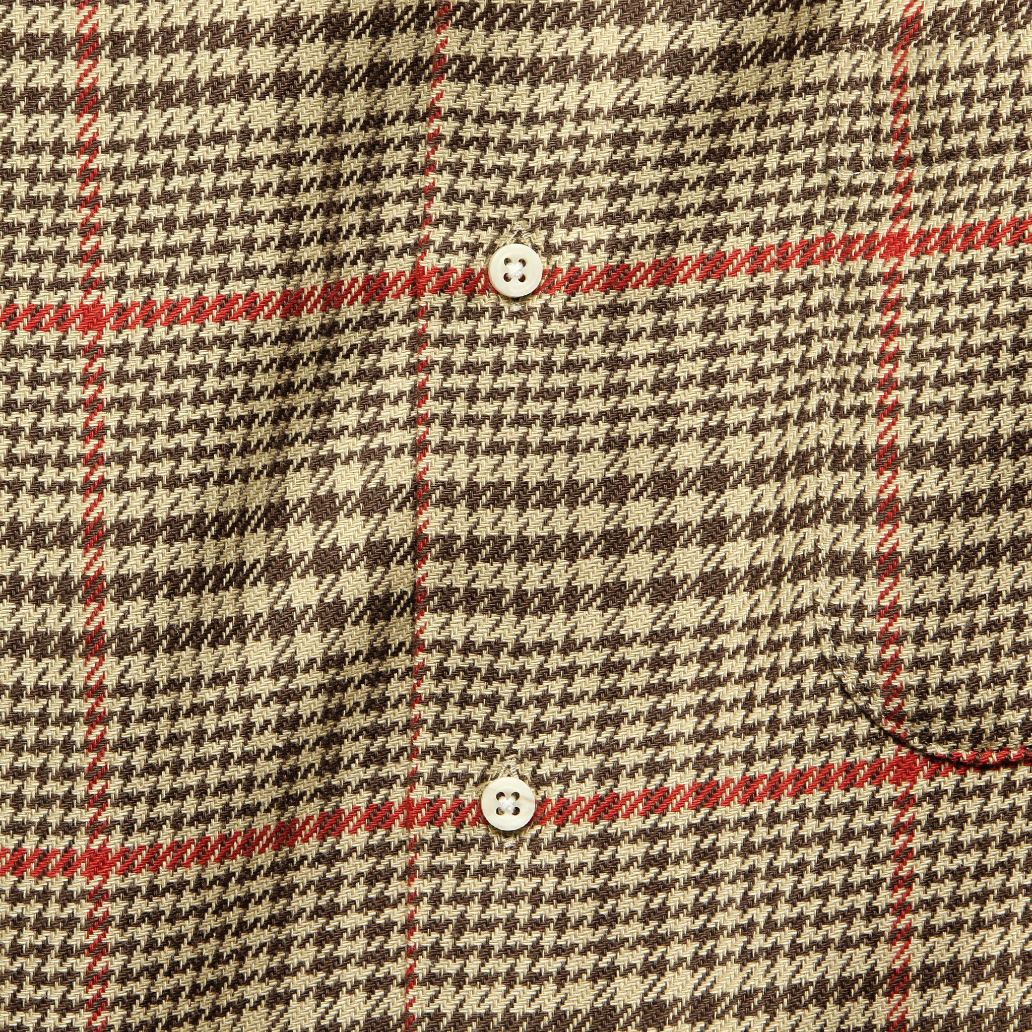 Houndstooth Tweed Shirt - Brown/Red - Image 3