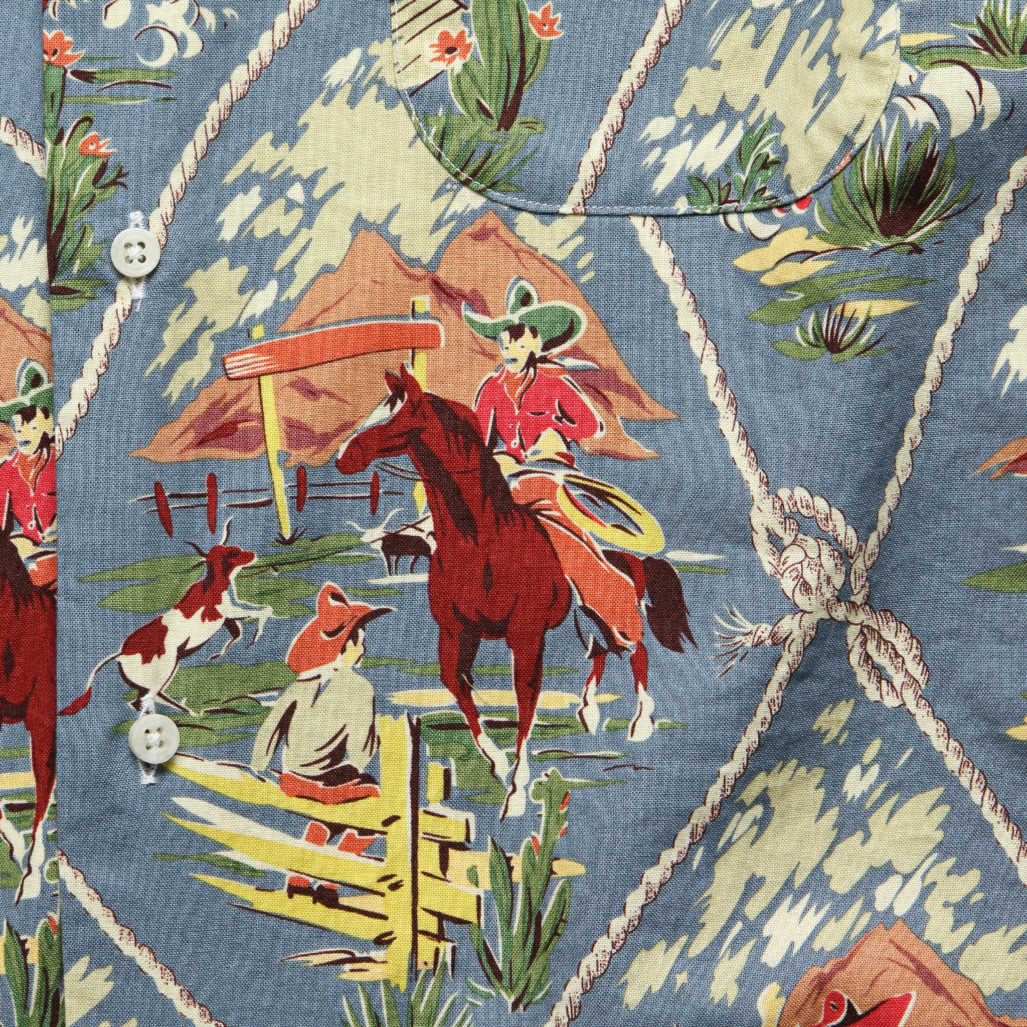 Cowboy Print Camp Shirt - Blue - Image 4