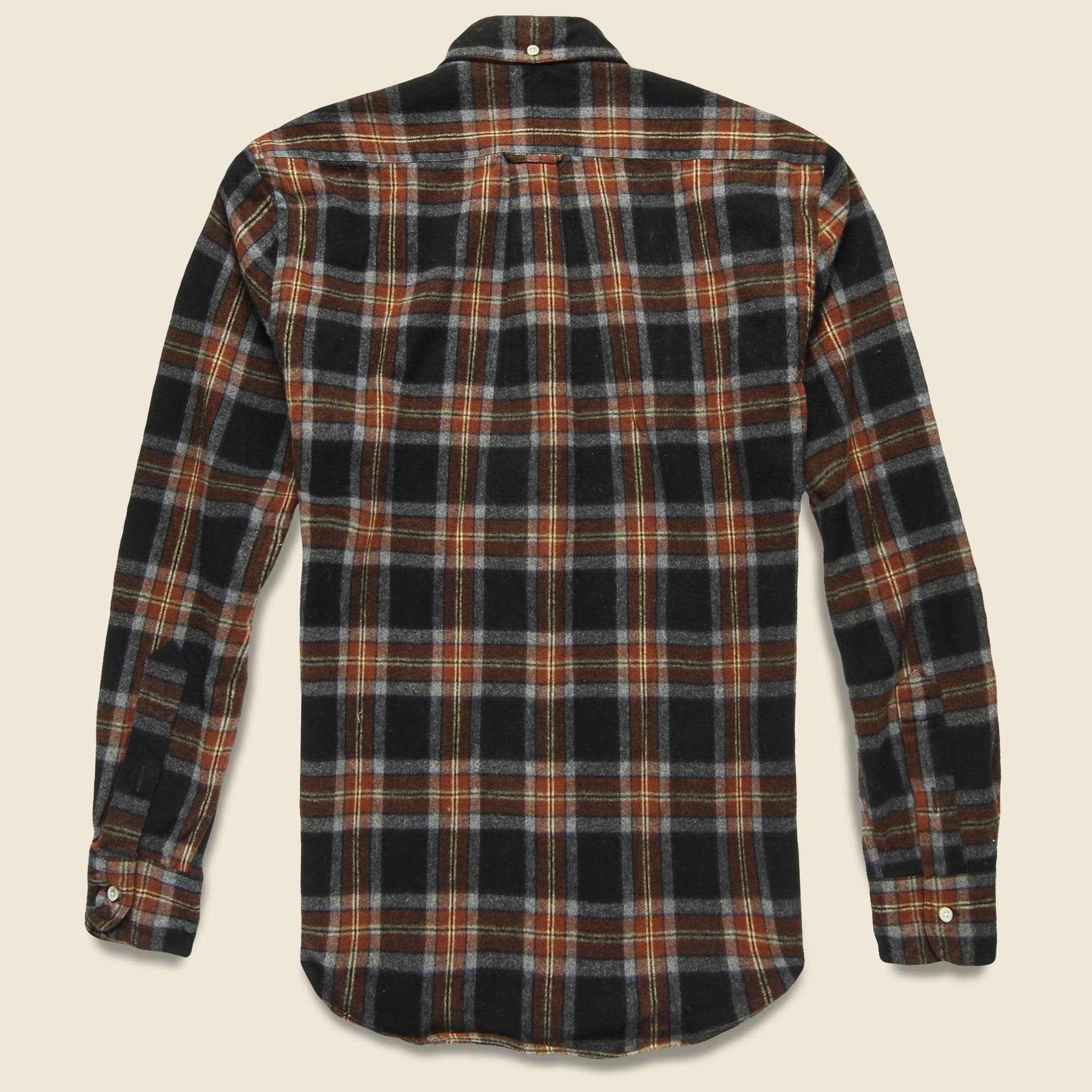 Shaggy Brushed Flannel Oxford Shirt - Rust/Black - Image 2