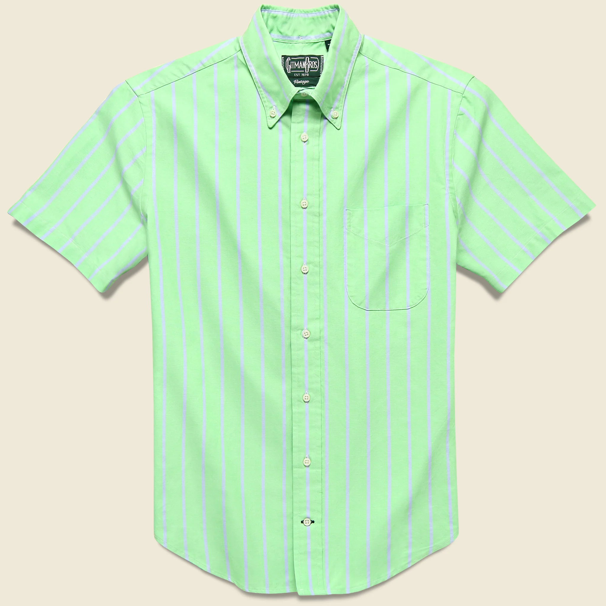 American Neon Stripe Oxford Shirt - Green