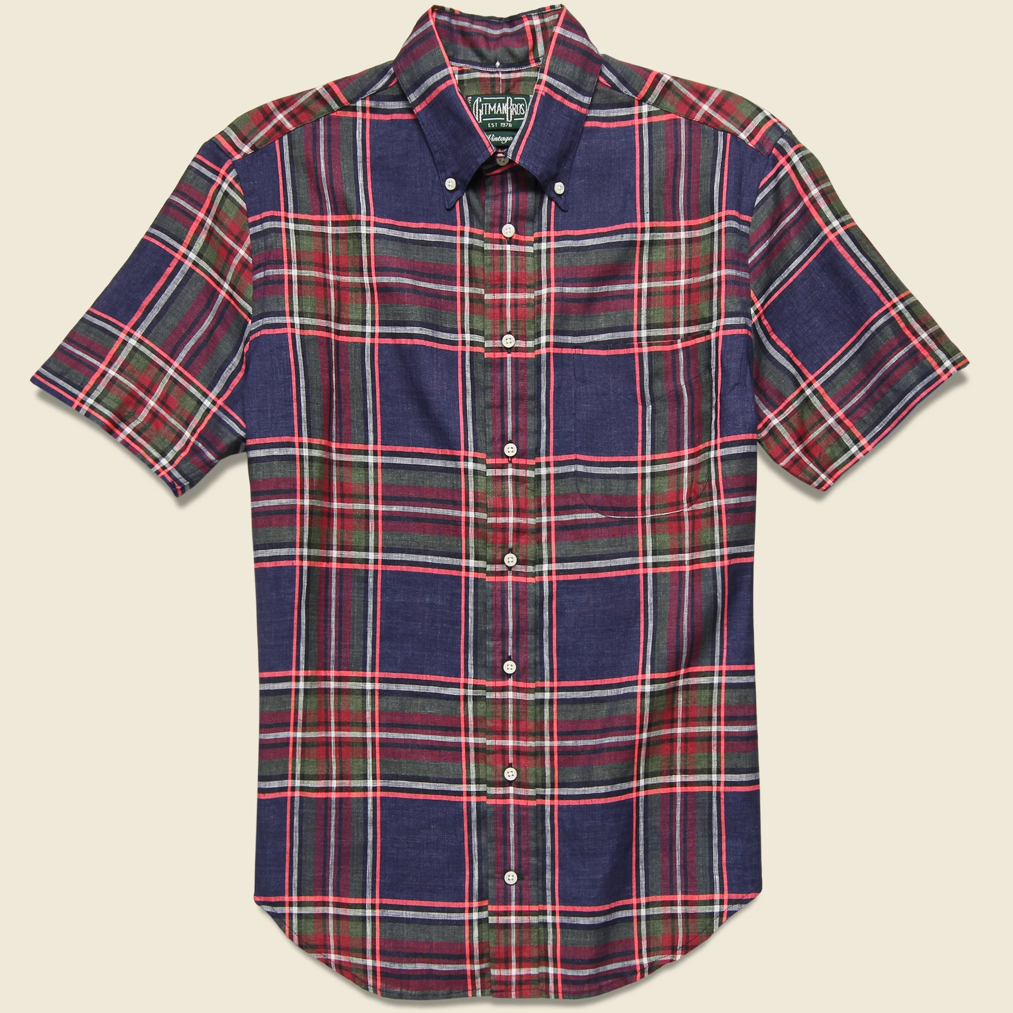 Archive Madras Oxford Shirt - Navy