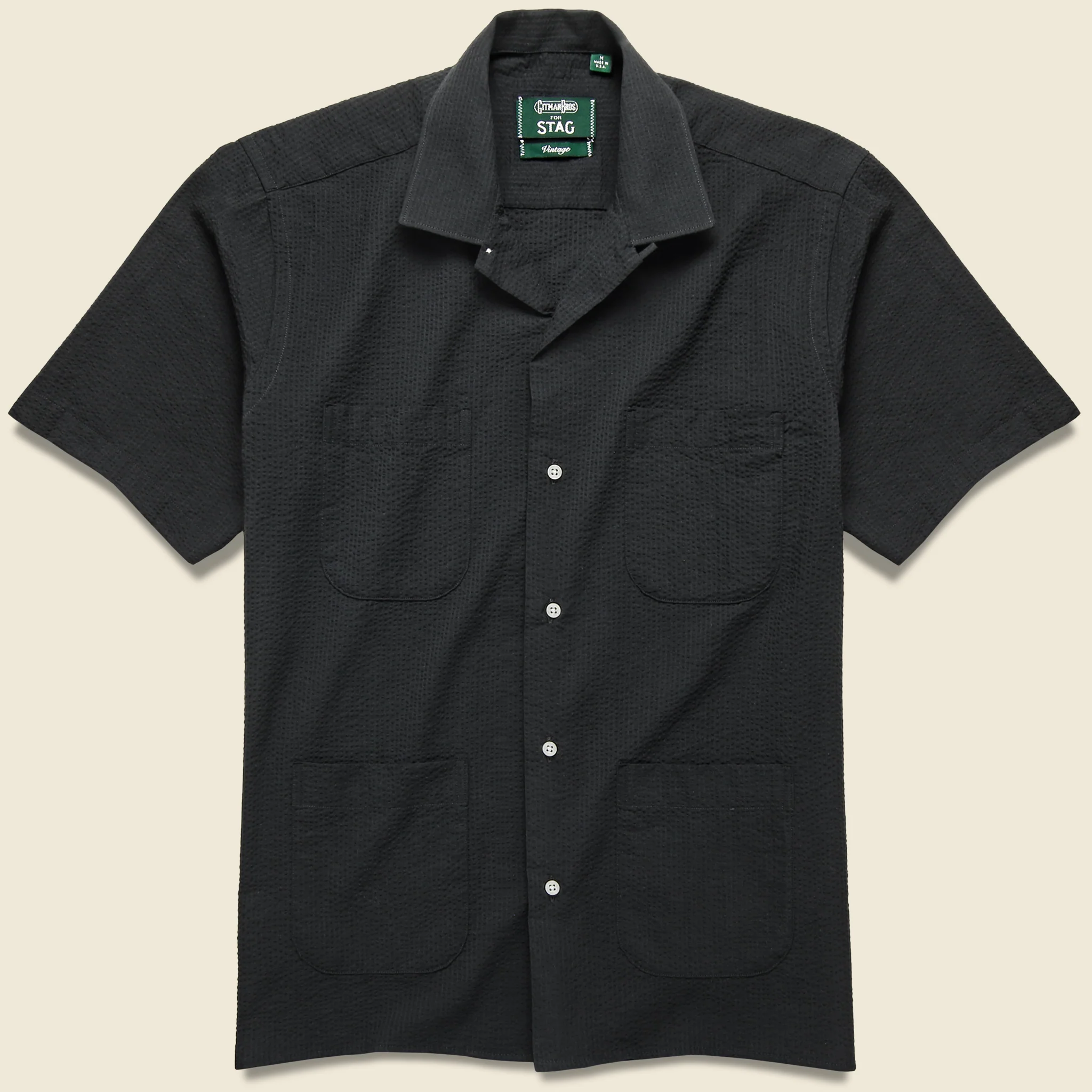 Guayabera Seersucker Camp - Black
