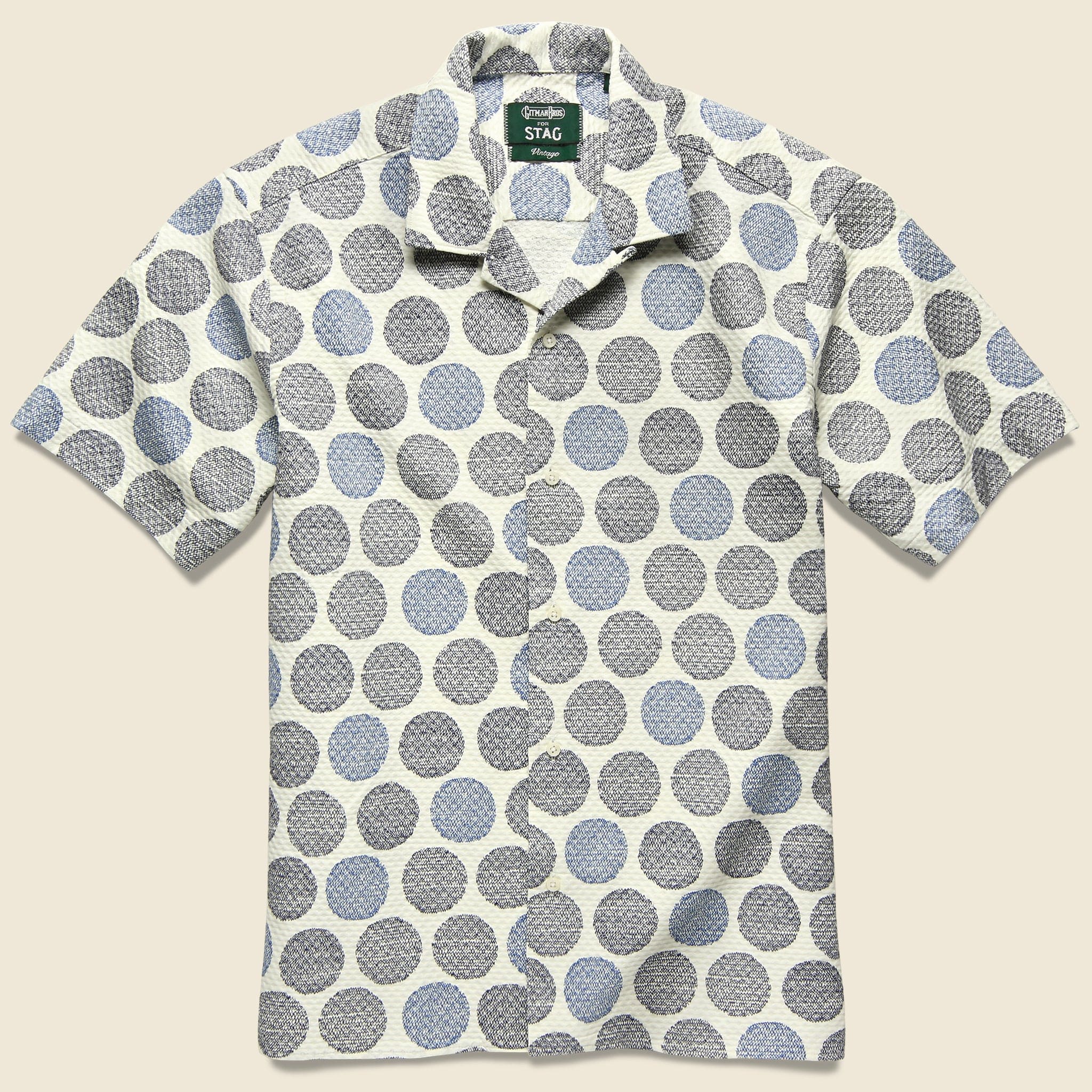 Zig Zag Dot Shirt - White/Blue