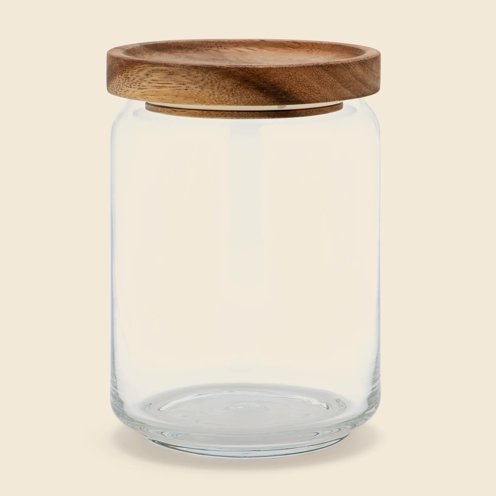 Medium Glass & Acacia Canister