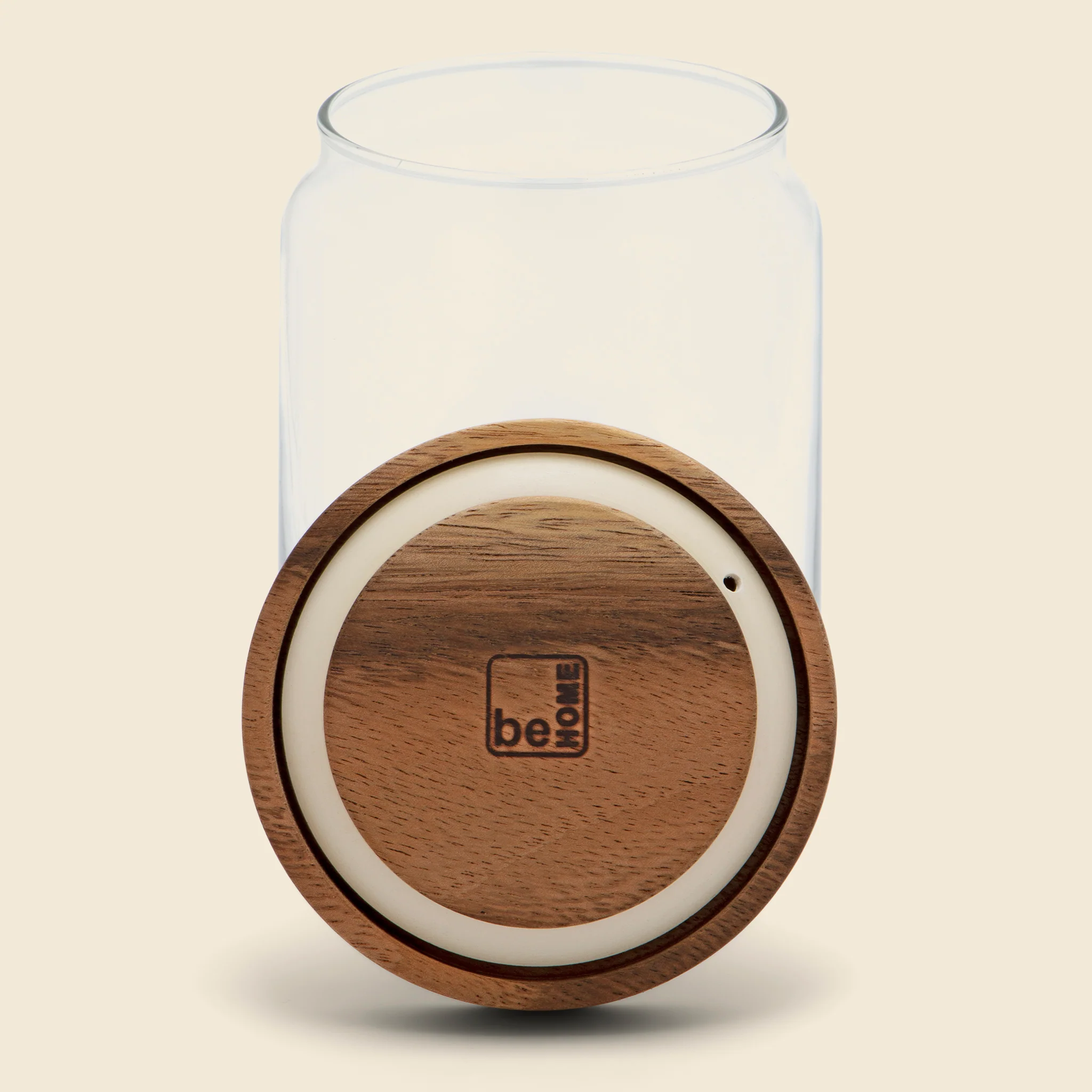 Medium Glass & Acacia Canister - Image 2