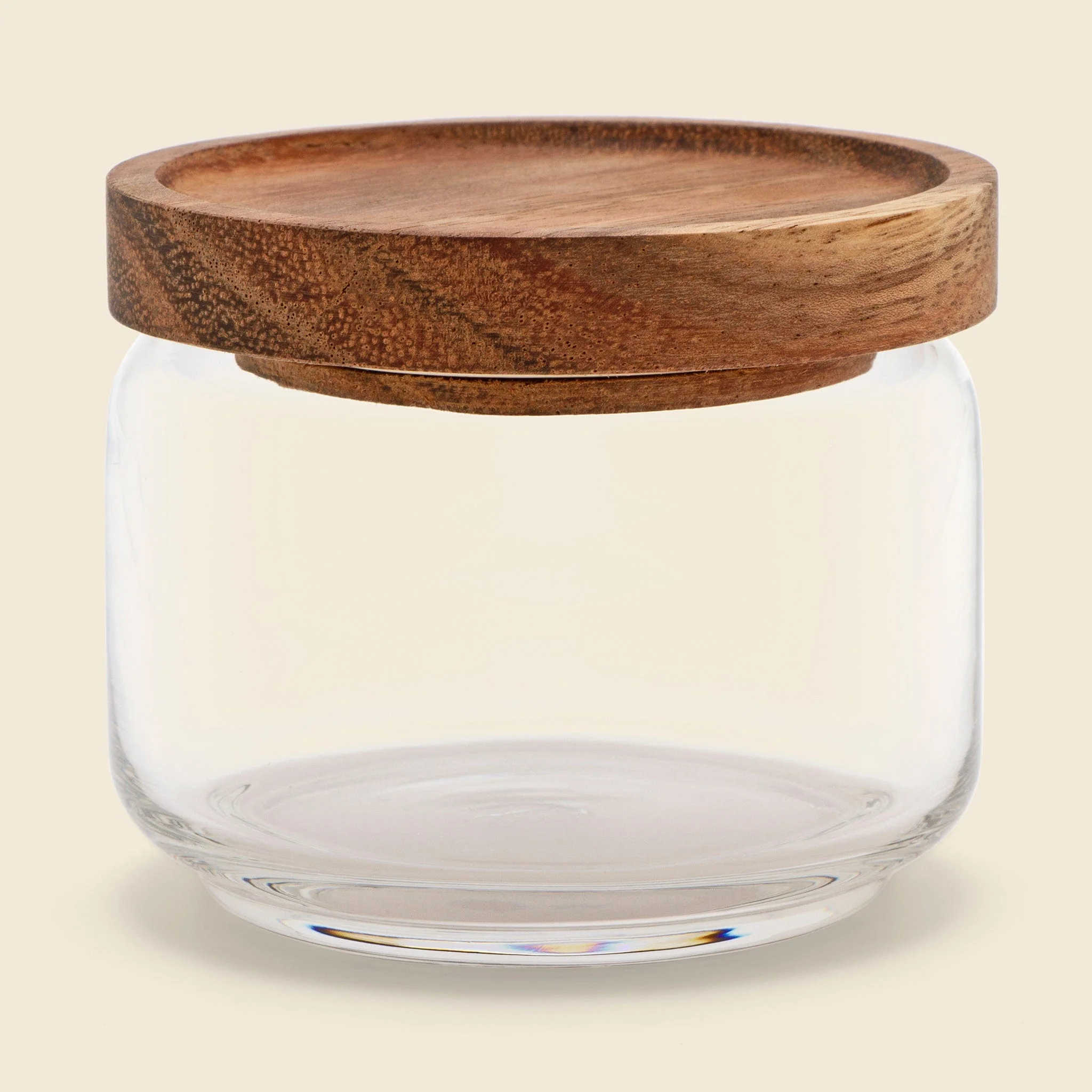Small Glass & Acacia Canister