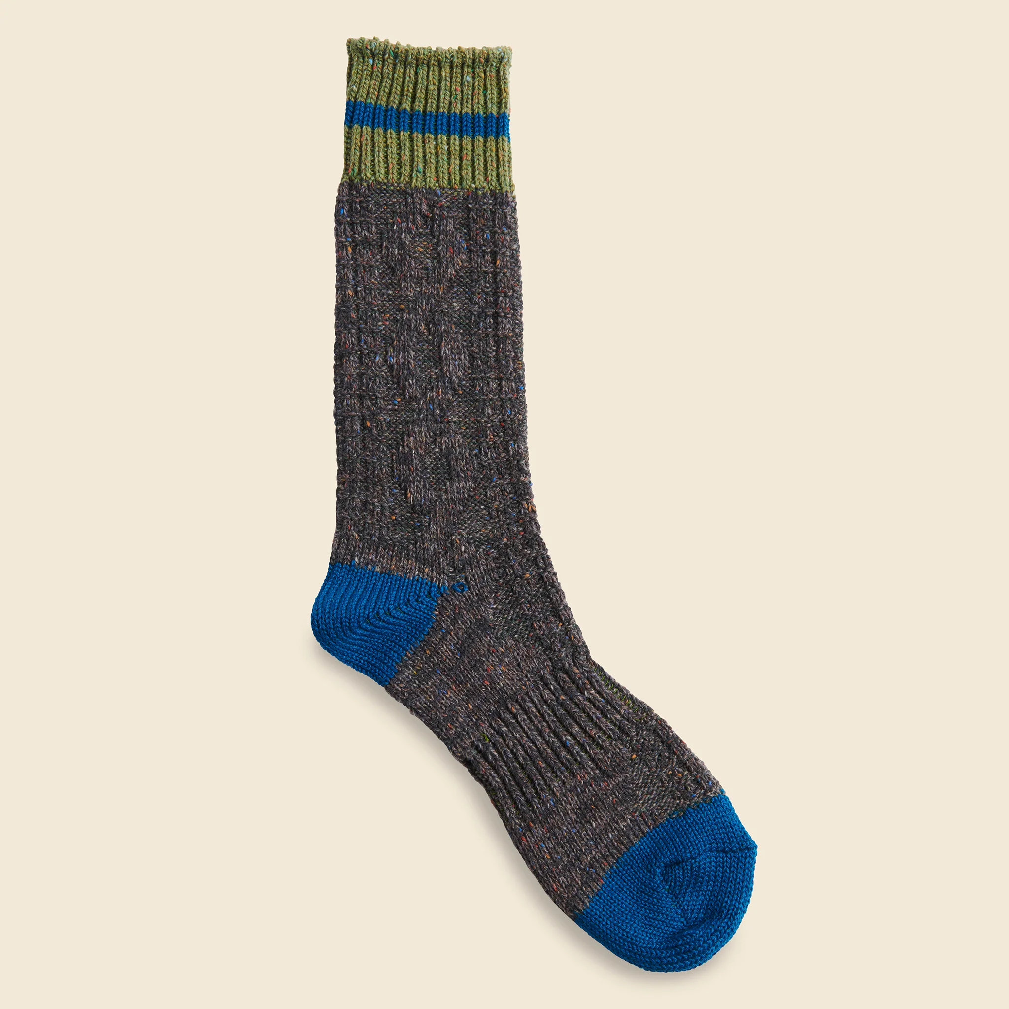 Go Hemp Cable Stripe Crew Sock - Charcoal - Image 2