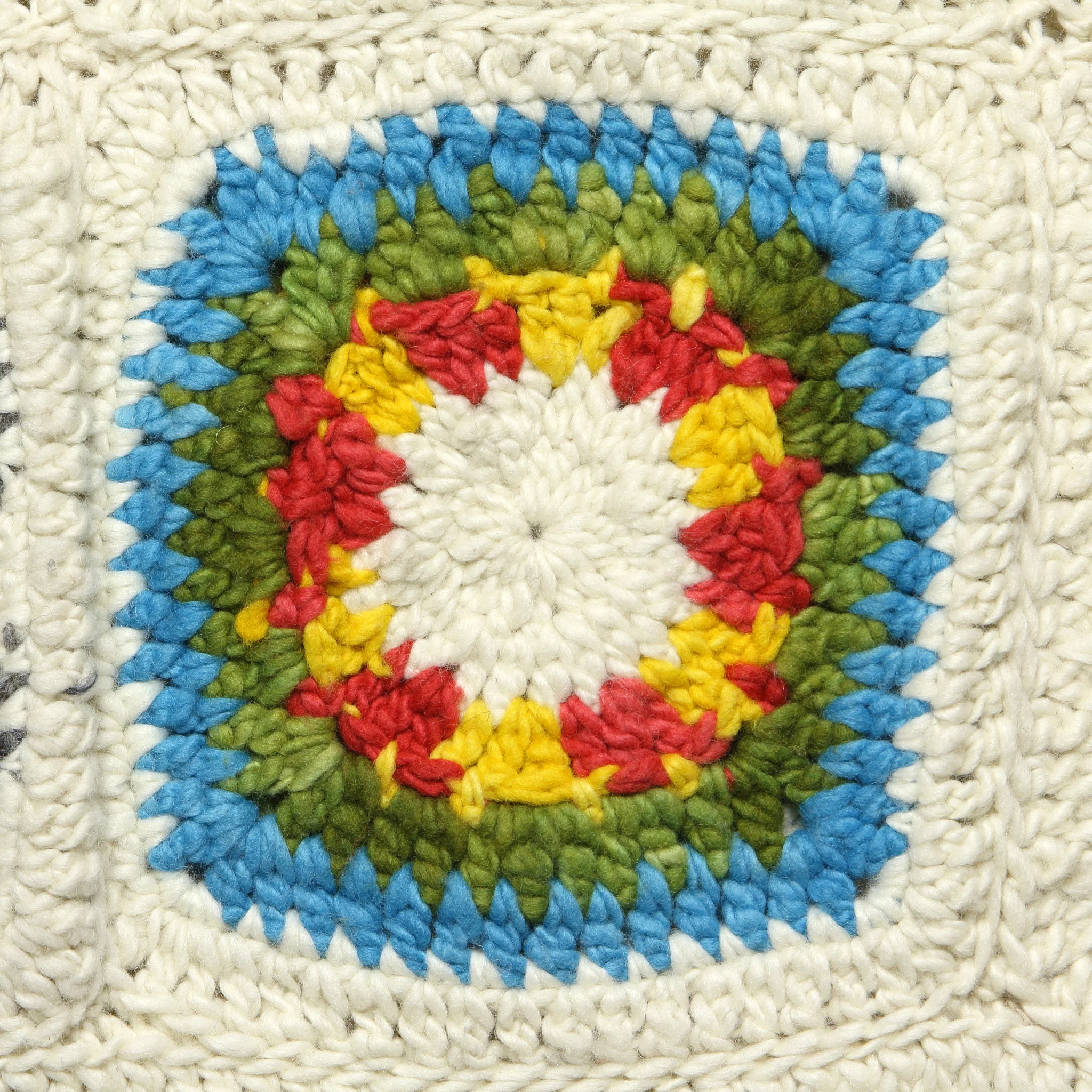 Granny Square Turtleneck Pullover - Ivory - Image 3