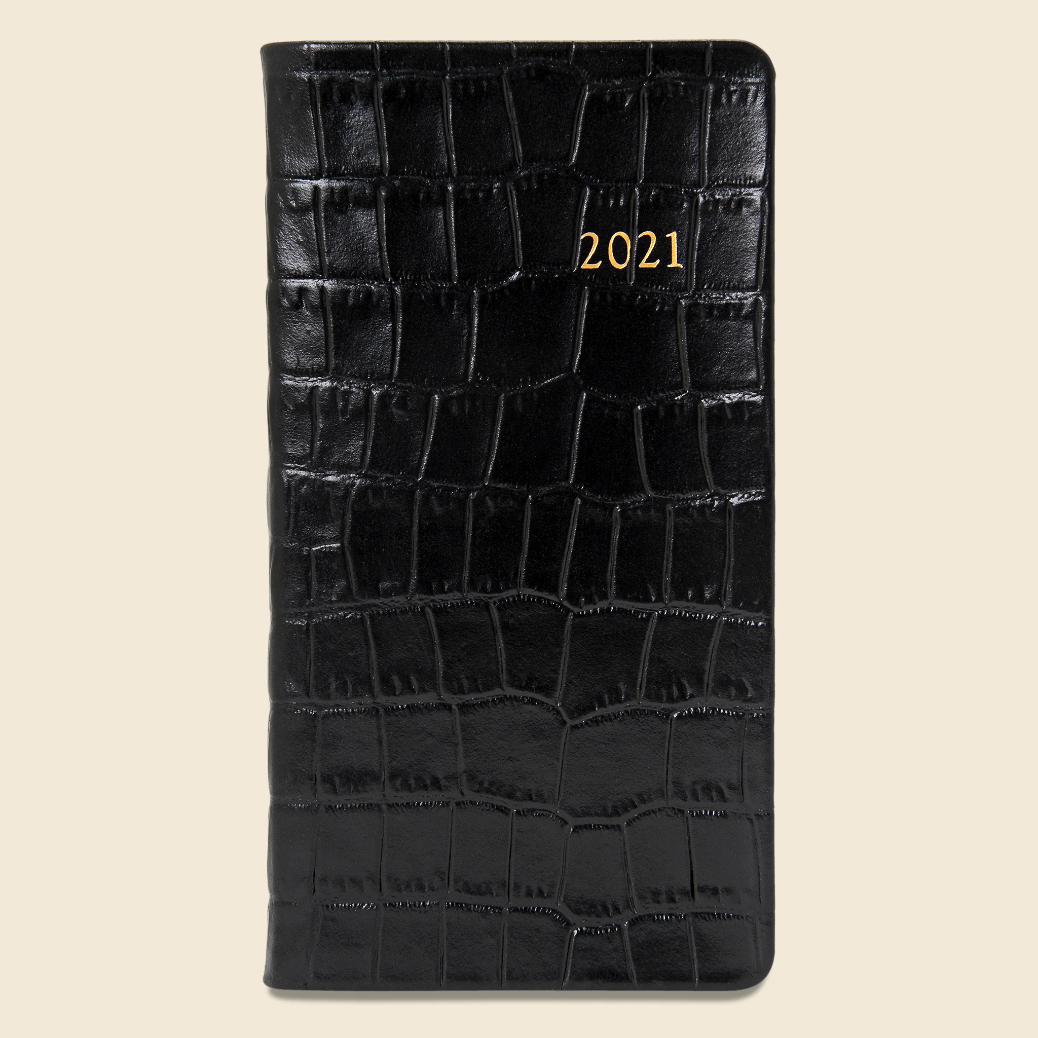 2021 Embossed Leather Pocket Datebook - Black Crocodile
