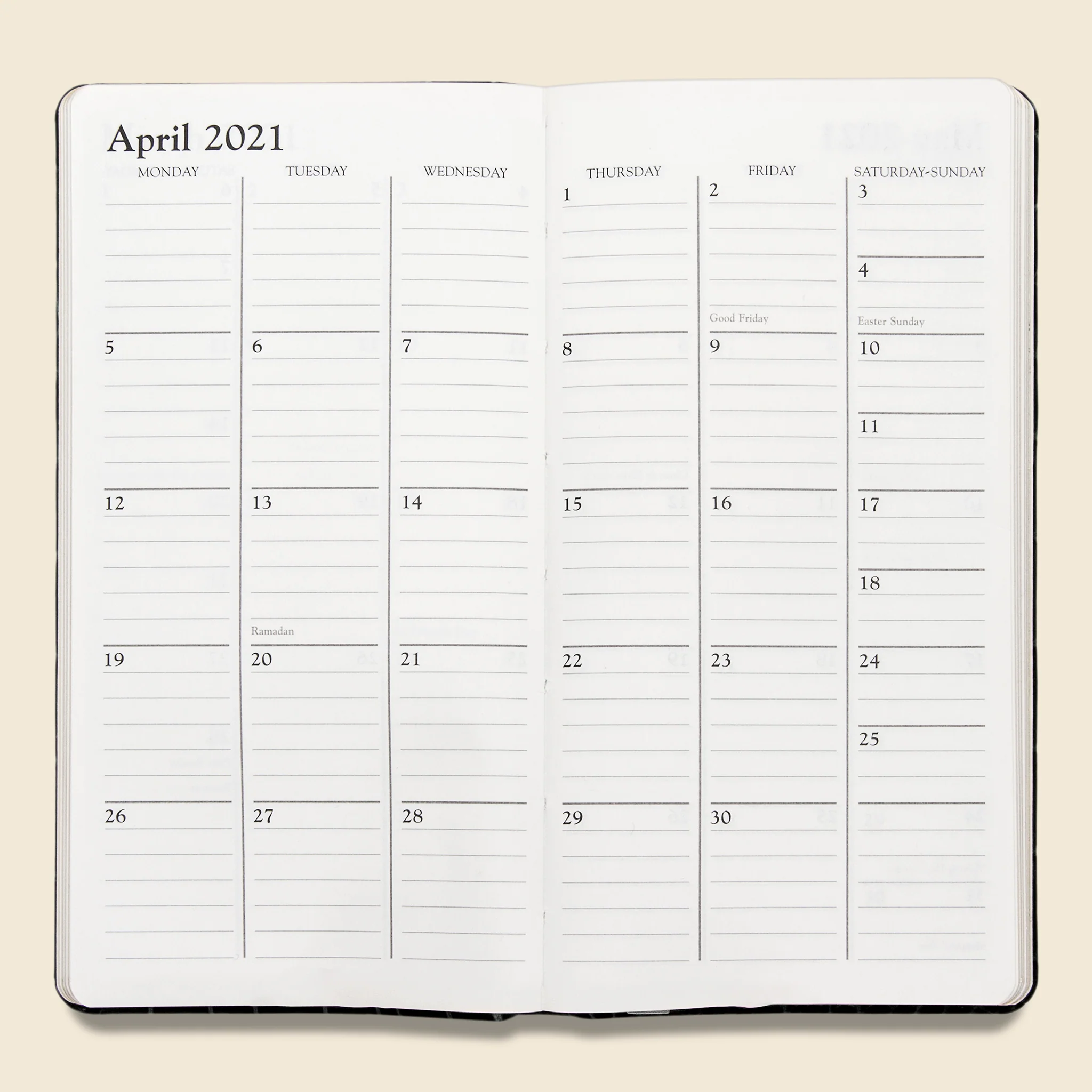 2021 Embossed Leather Pocket Datebook - Black Crocodile - Image 2