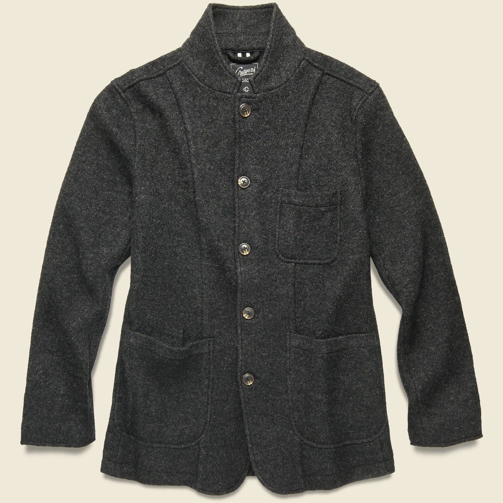 Burnham Knitted Wool Blazer - Charcoal