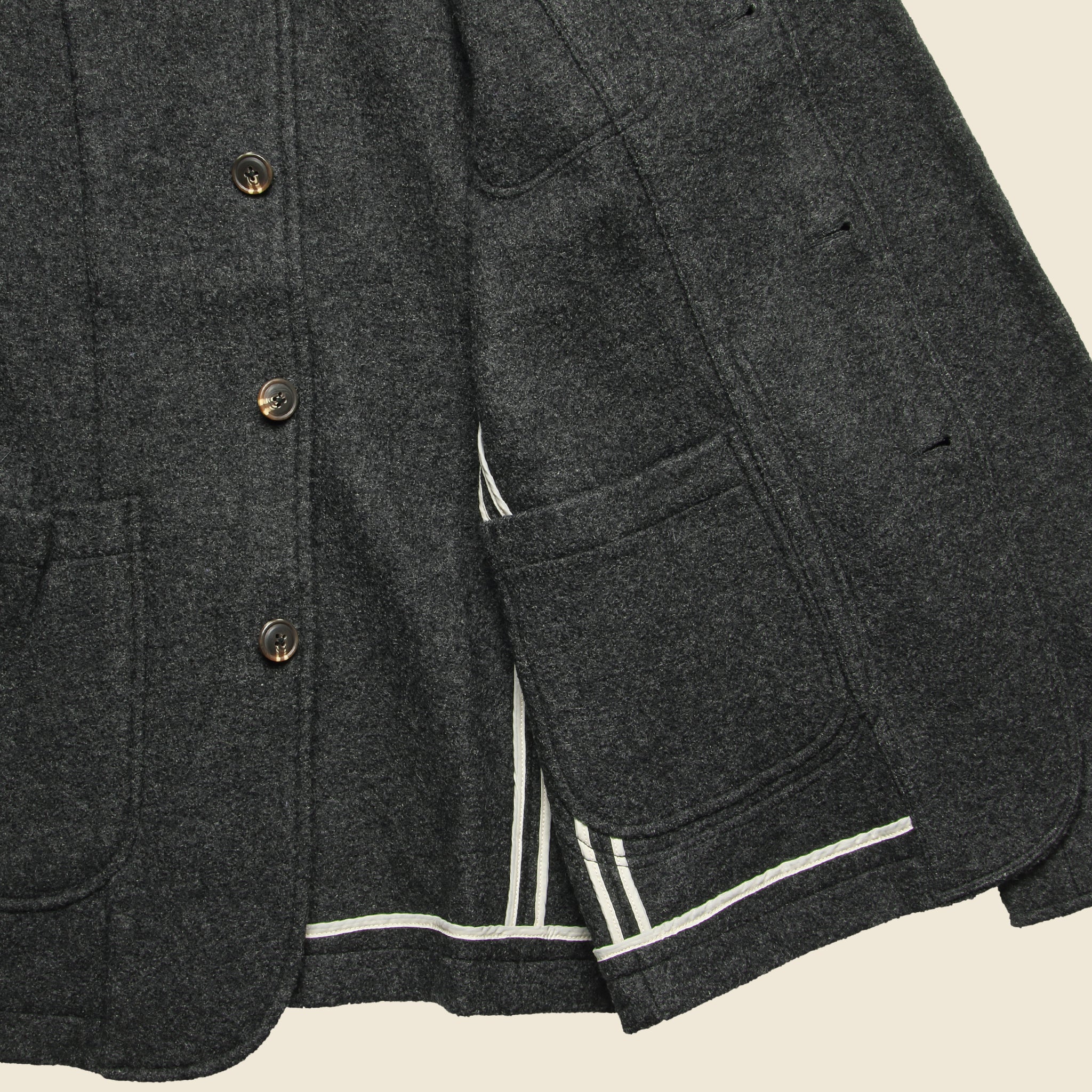 Burnham Knitted Wool Blazer - Charcoal - Image 3