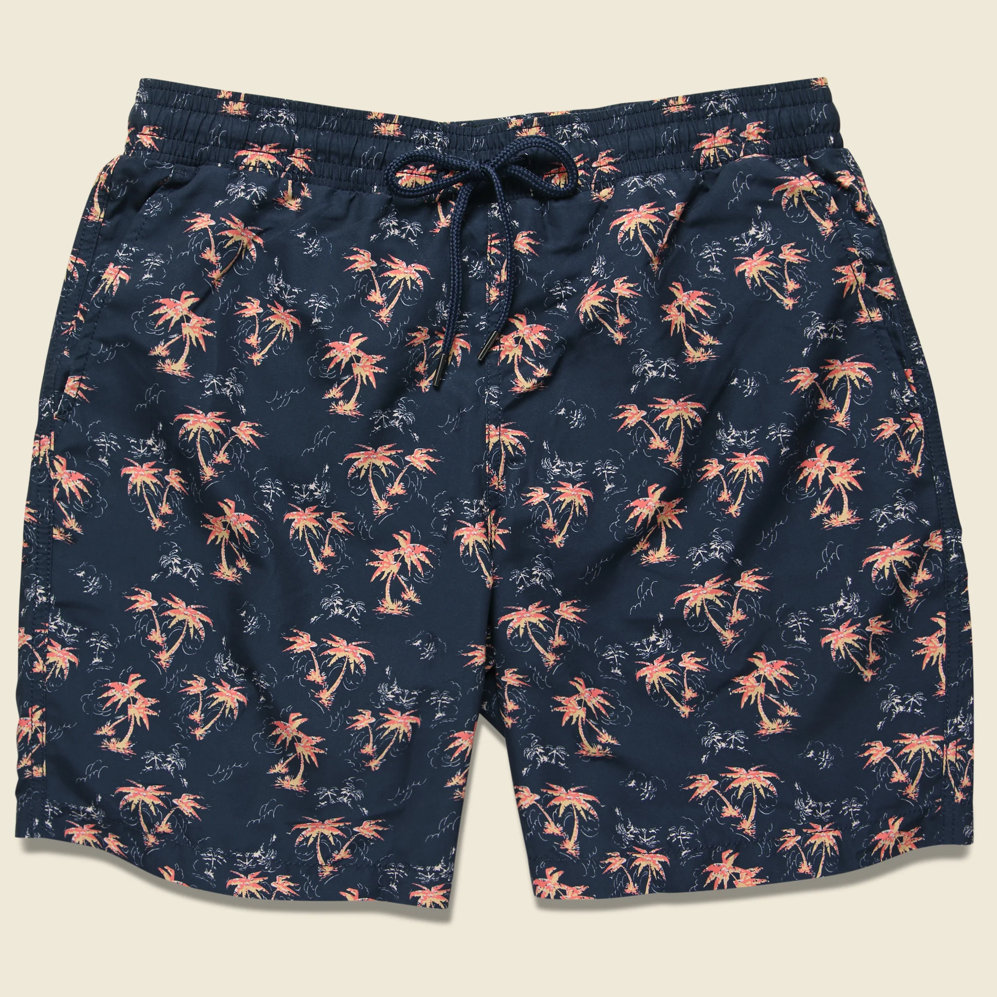 Burning Palm Swim Trunk - Carbon Spice Coral