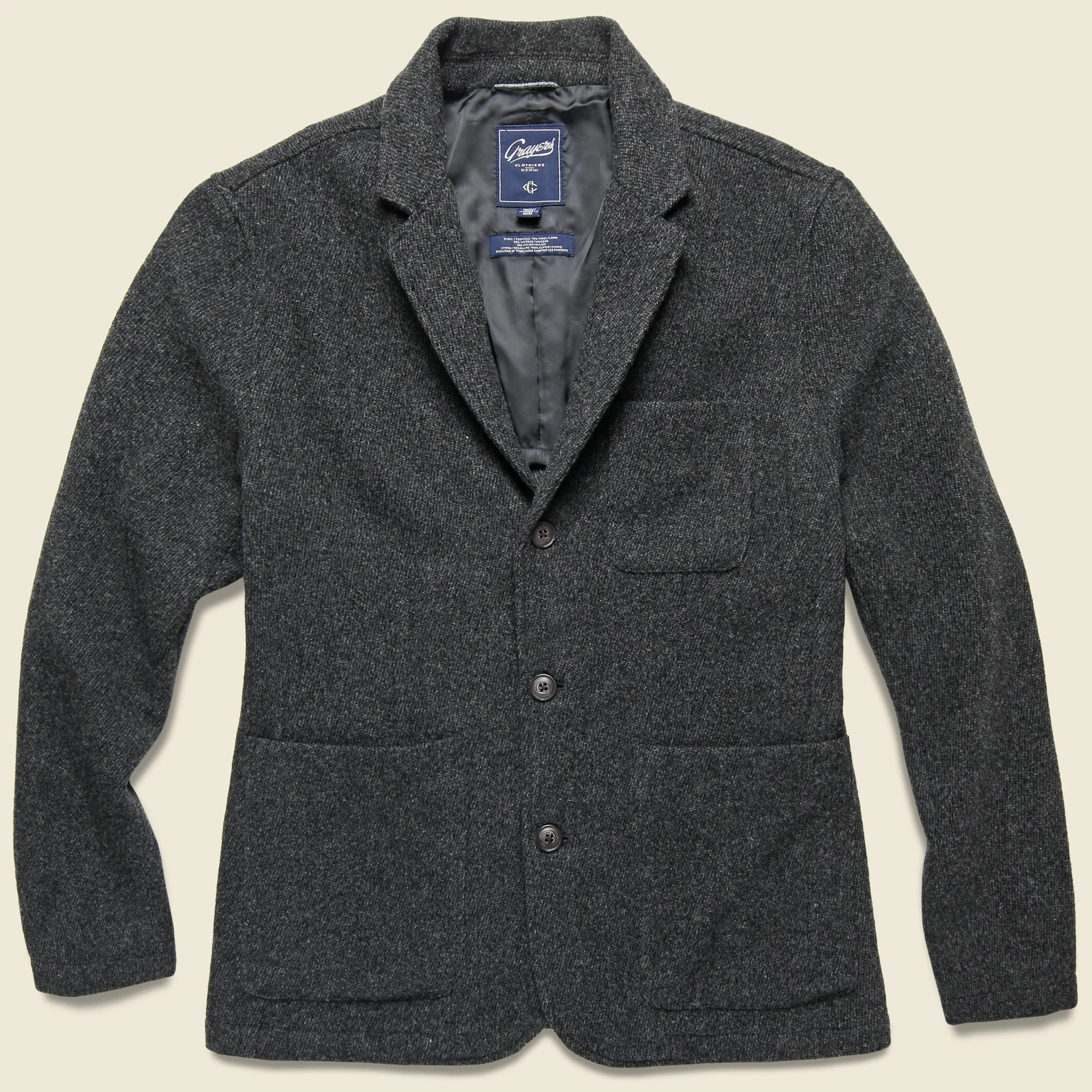 Hutton Wool Twill Sport Coat - Charcoal
