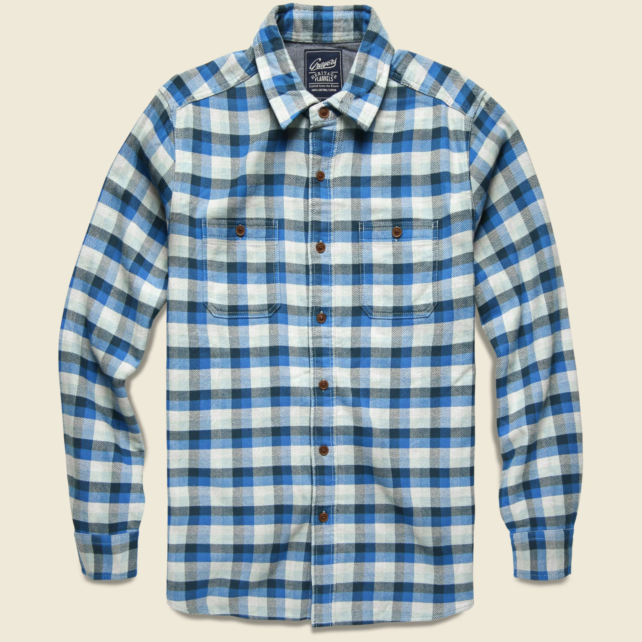 Gingham Heritage Flannel - Navy/Blue/Grey
