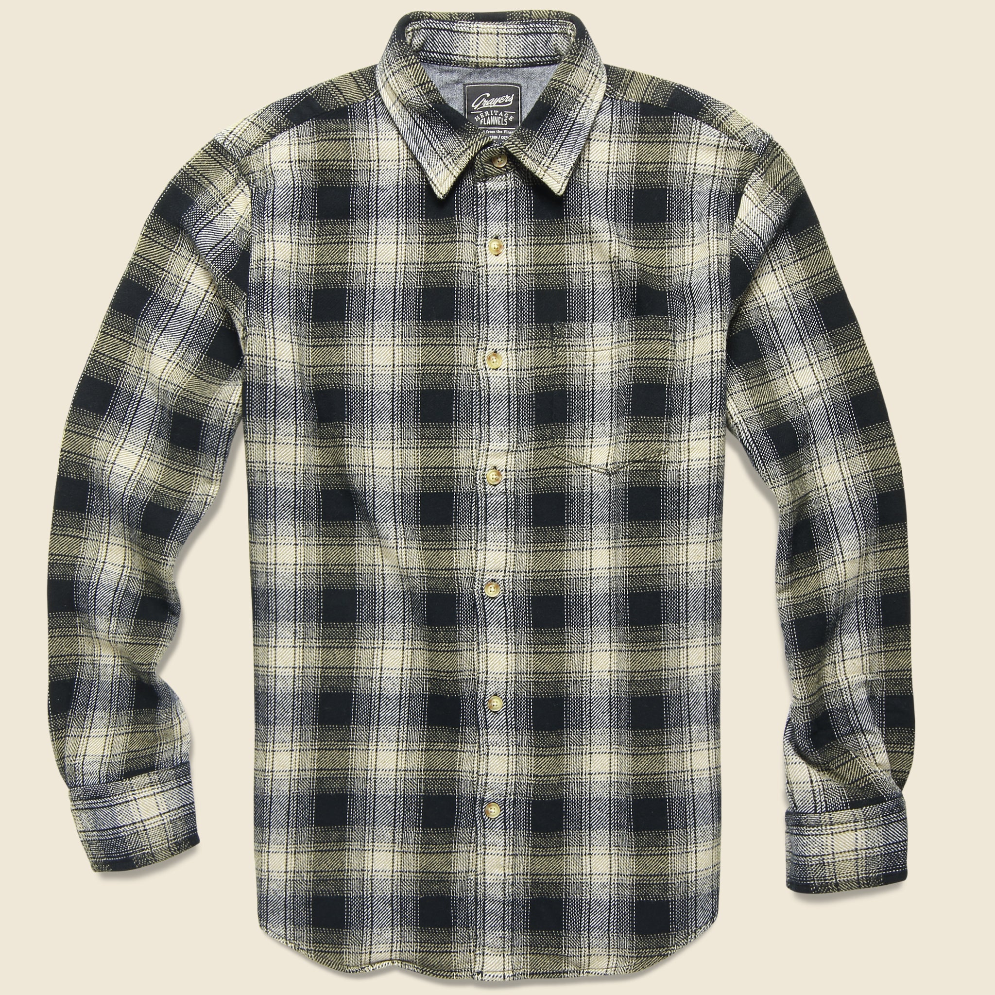 Mason Heritage Flannel Shirt - Khaki/ Black
