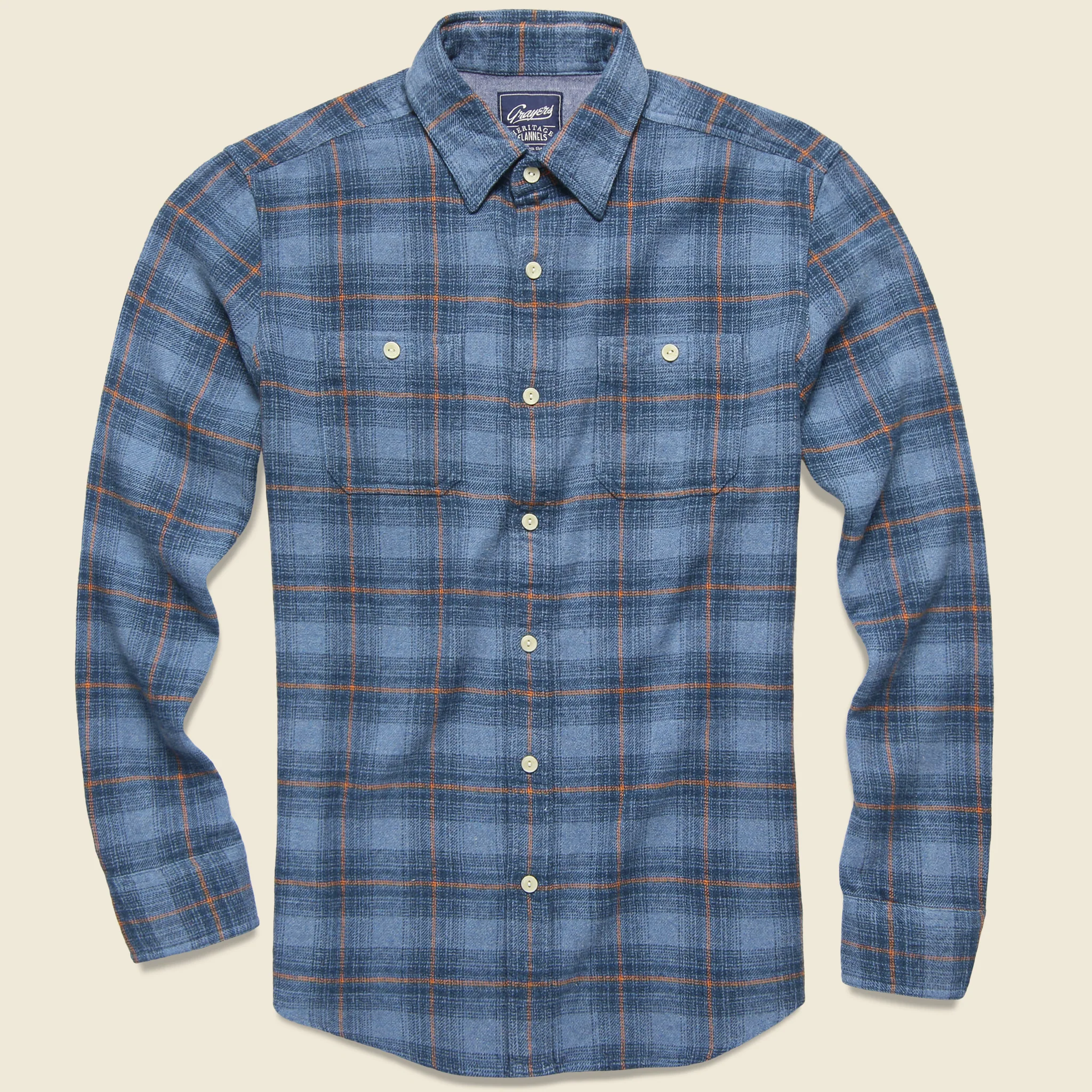 Nevill Heritage Flannel - Blue/Orange Plaid
