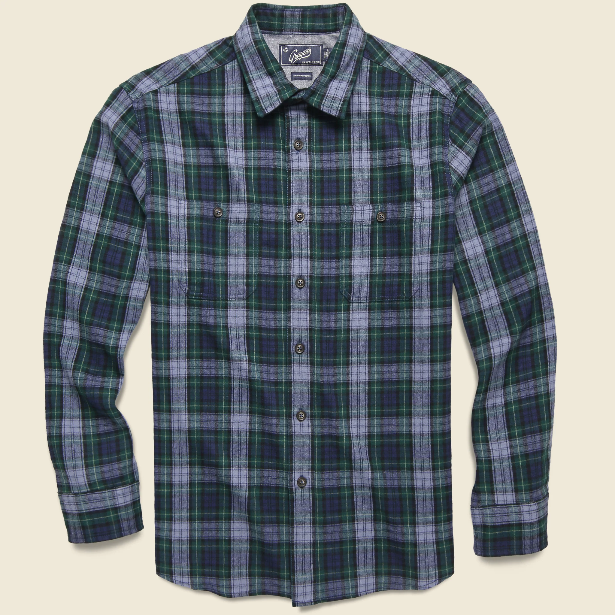 Rexford Mid-weight Plaid Shirt - Green/Blue