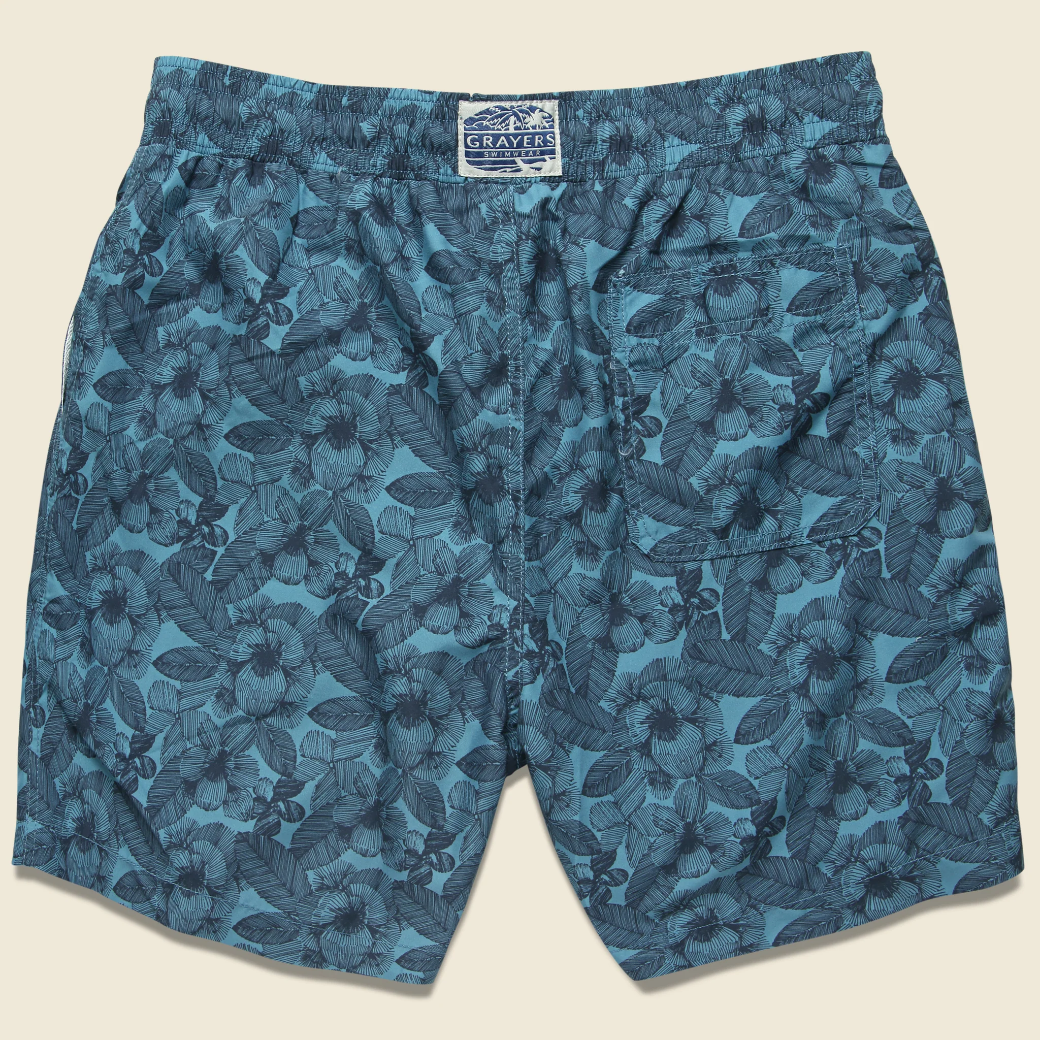 Leaf On Blue Swim Trunk - Navy Storm - Image 2