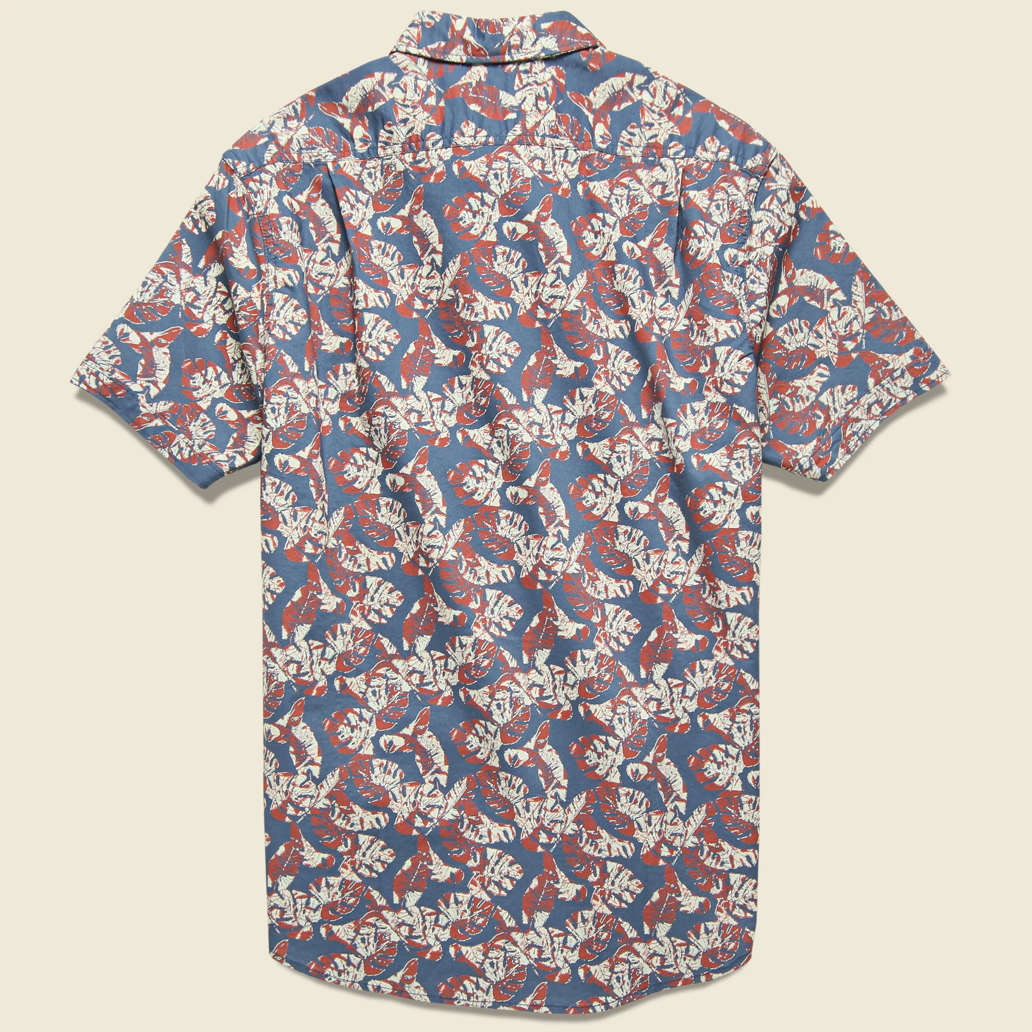 Floral Printed Gauze Shirt - Faded Navy/Red/Cream - Image 2
